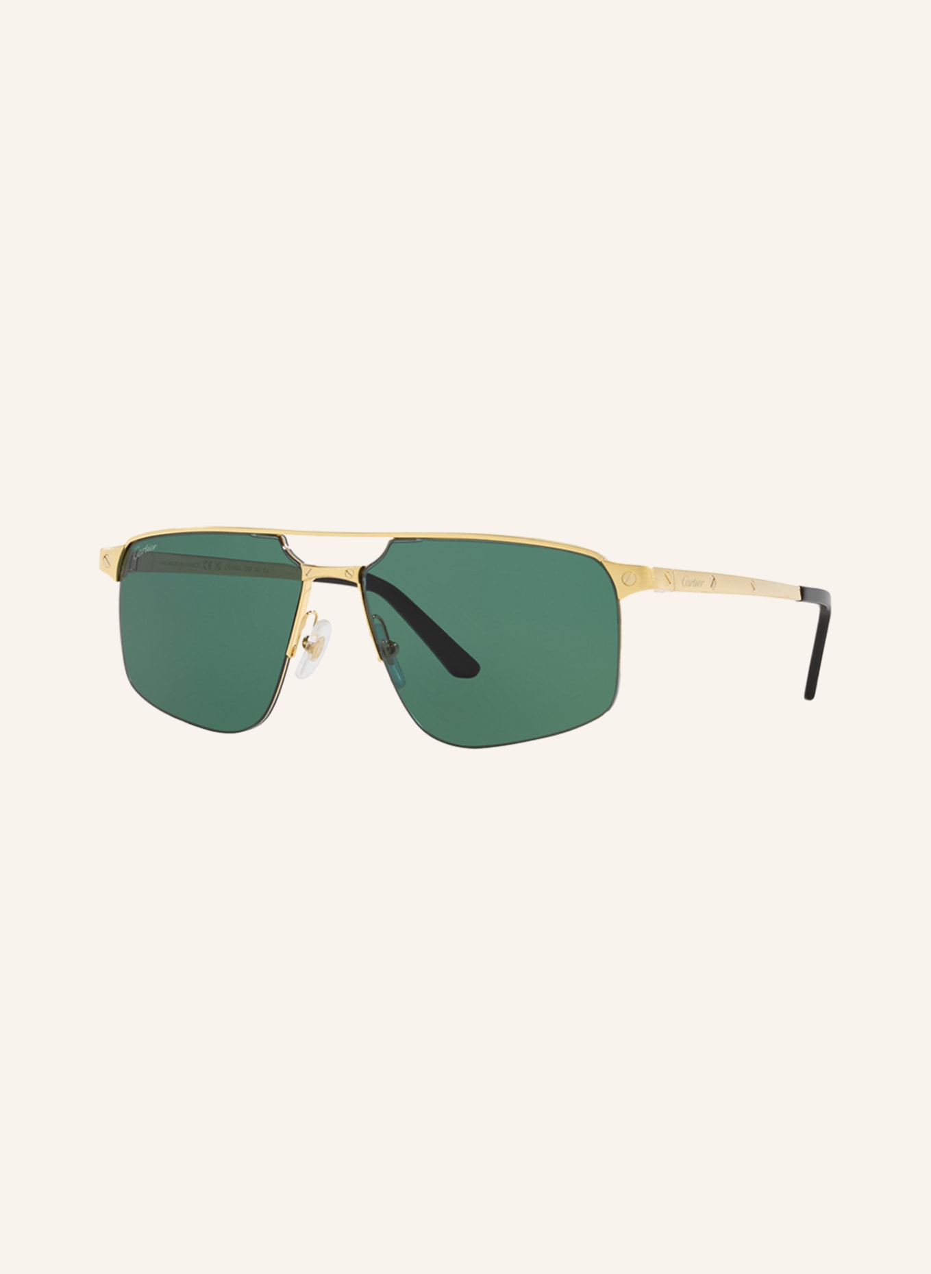 Cartier Sunglasses CT0385S, Color: 2300J1 - GOLD/ DARK GREEN (Image 1)