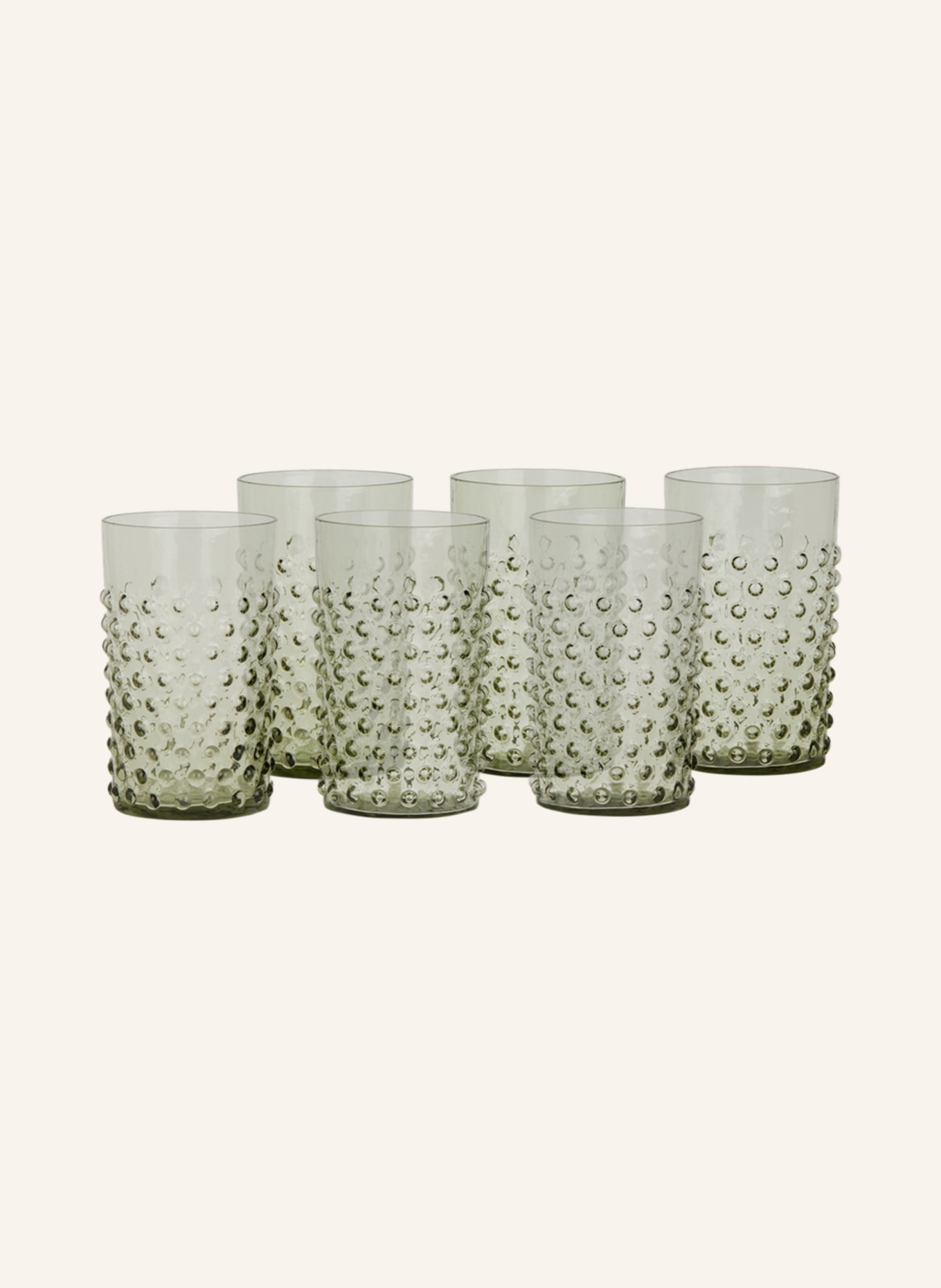 ANNA VON LIPA Set of 6 drinking glasses HOBNAIL, Color: OLIVE (Image 1)