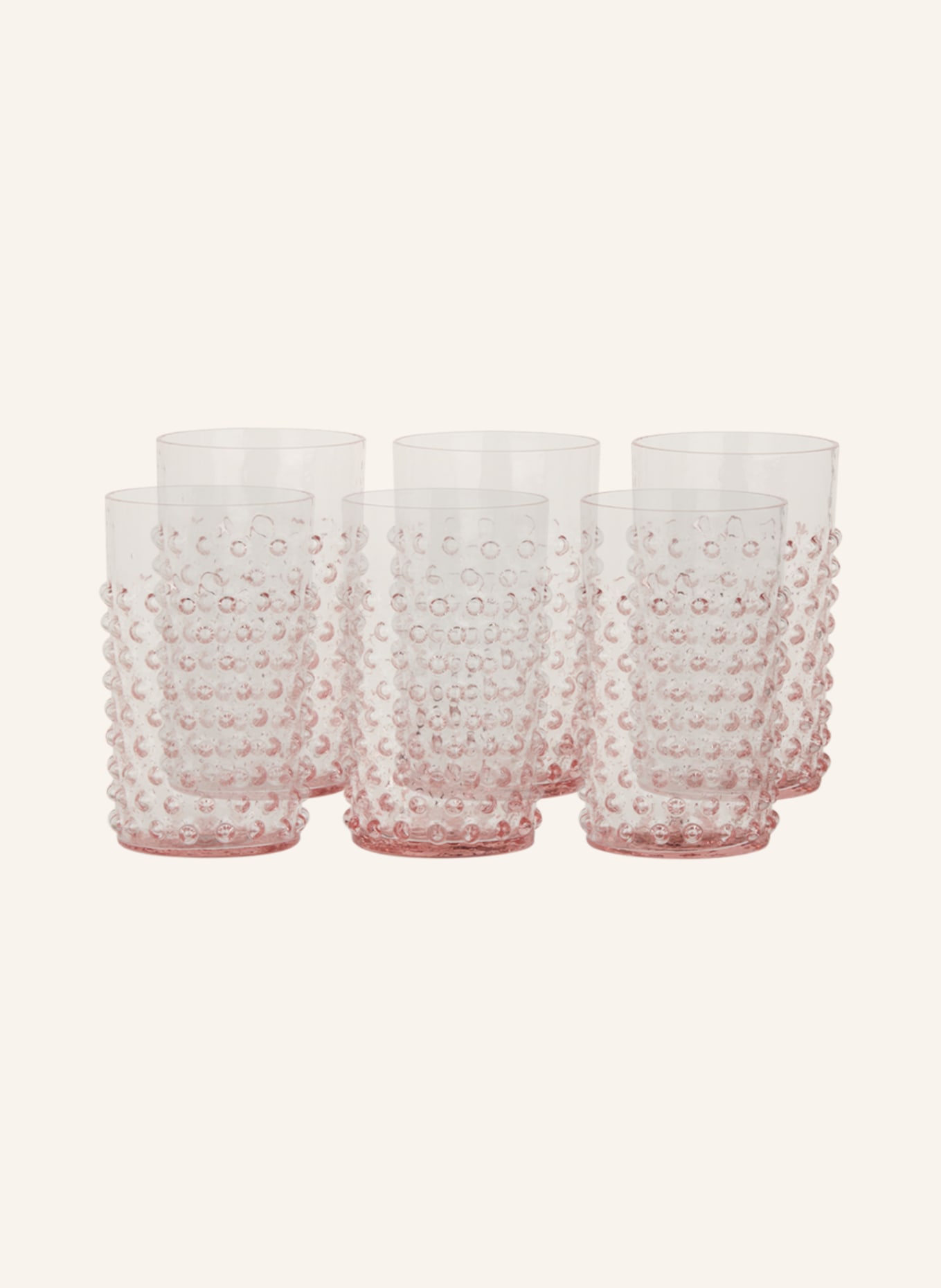 ANNA VON LIPA Set of 6 drinking glasses HOBNAIL, Color: PINK (Image 1)