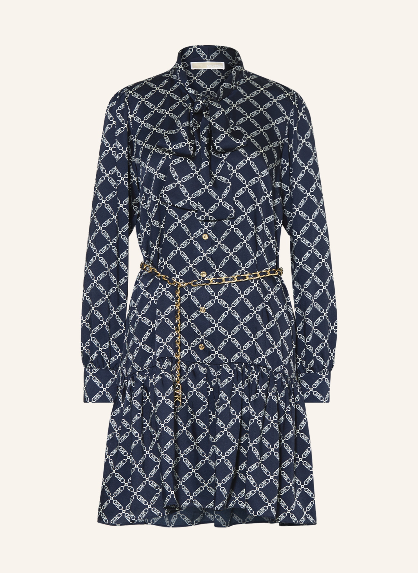 MICHAEL KORS Shirt dress with bow, Color: DARK BLUE/ WHITE (Image 1)