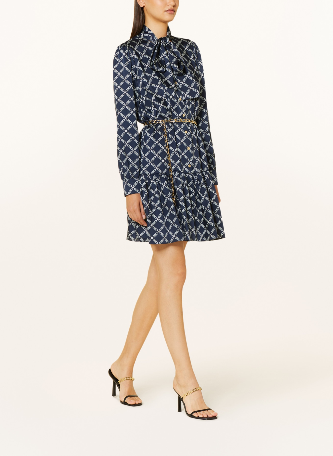 MICHAEL KORS Shirt dress with bow, Color: DARK BLUE/ WHITE (Image 2)