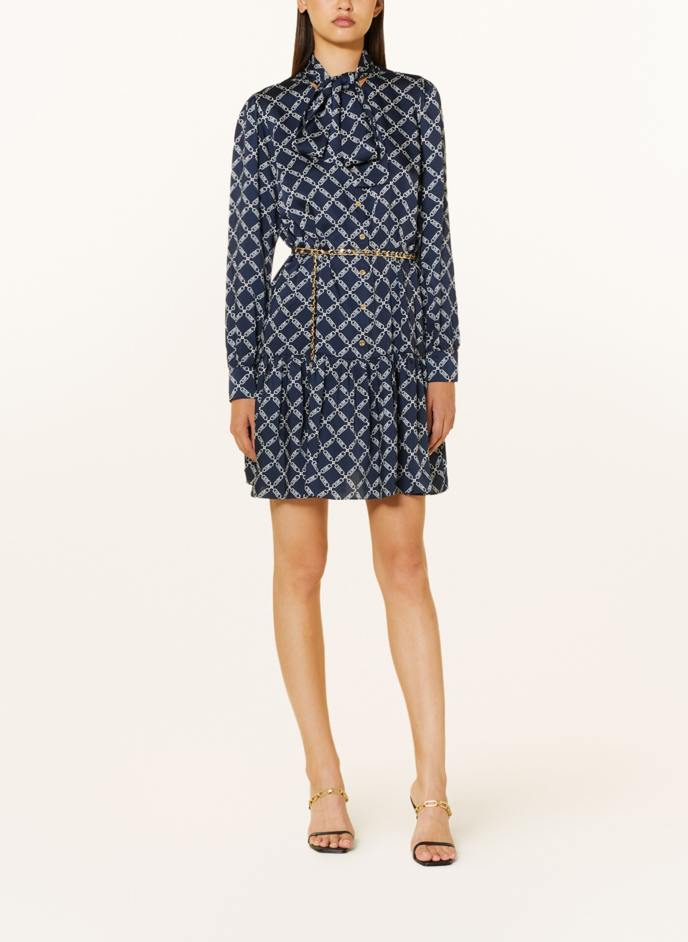 MICHAEL KORS Shirt dress with bow, Color: DARK BLUE/ WHITE (Image 3)