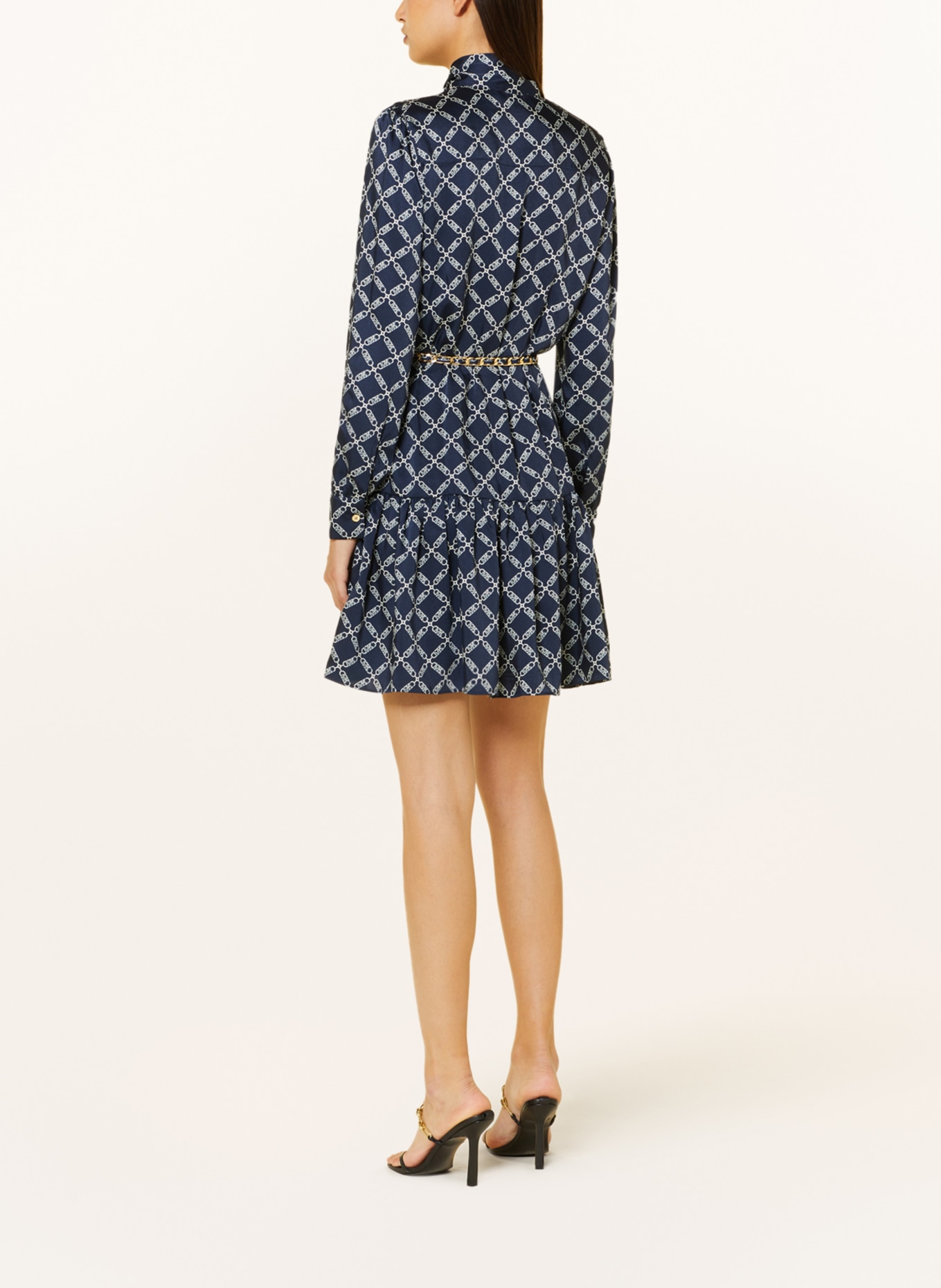 MICHAEL KORS Shirt dress with bow, Color: DARK BLUE/ WHITE (Image 4)