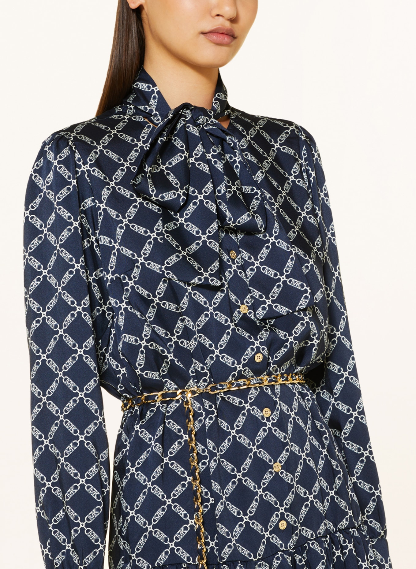 MICHAEL KORS Shirt dress with bow, Color: DARK BLUE/ WHITE (Image 5)