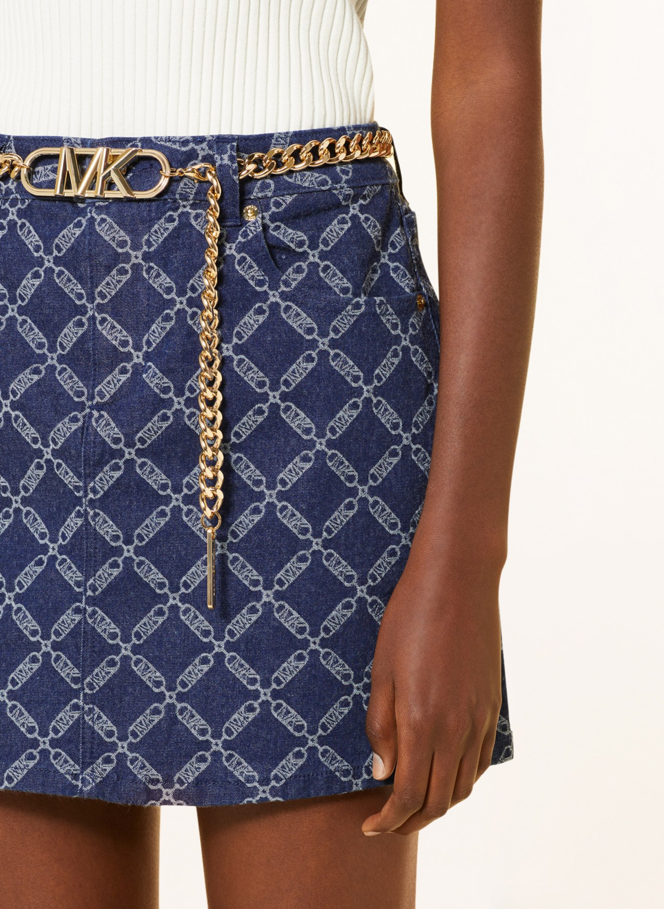 Louis Vuitton XXL Zipper Denim Mini Skirt, Blue, 42