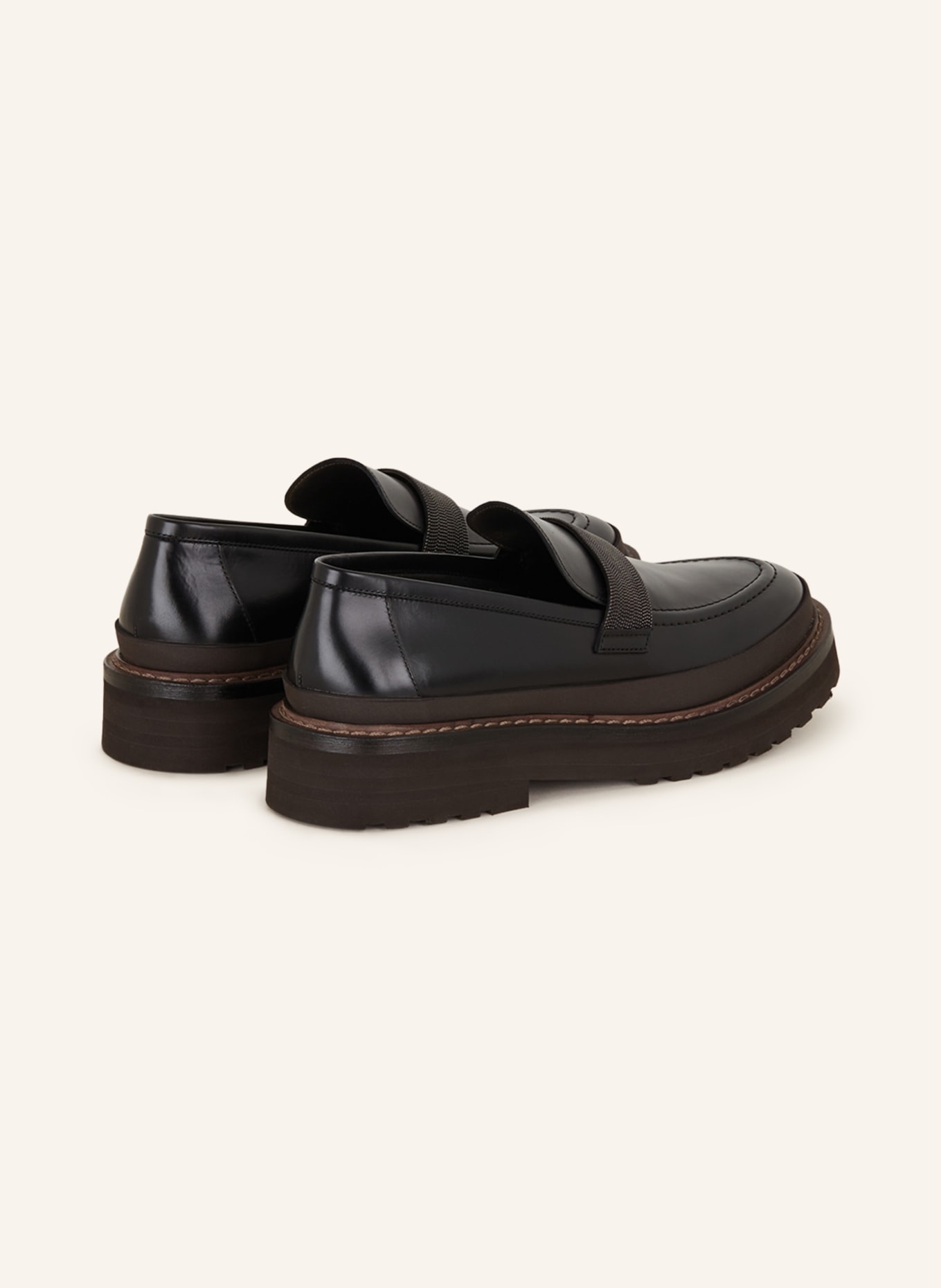 BRUNELLO CUCINELLI Penny loafers with decorative gems, Color: BLACK (Image 2)