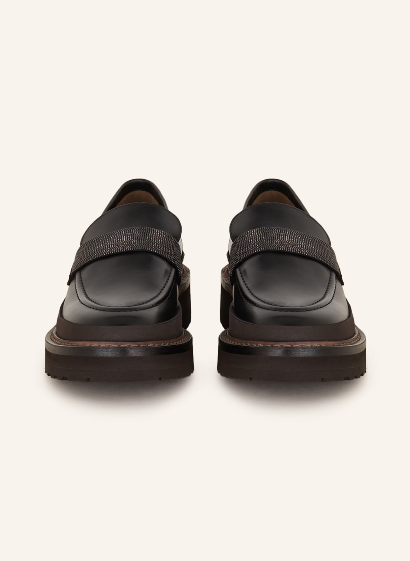 BRUNELLO CUCINELLI Penny loafers z ozdobnymi kamykami, Kolor: CZARNY (Obrazek 3)