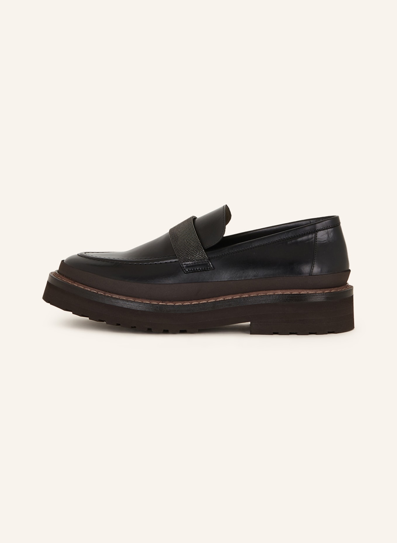 BRUNELLO CUCINELLI Penny loafers with decorative gems, Color: BLACK (Image 4)