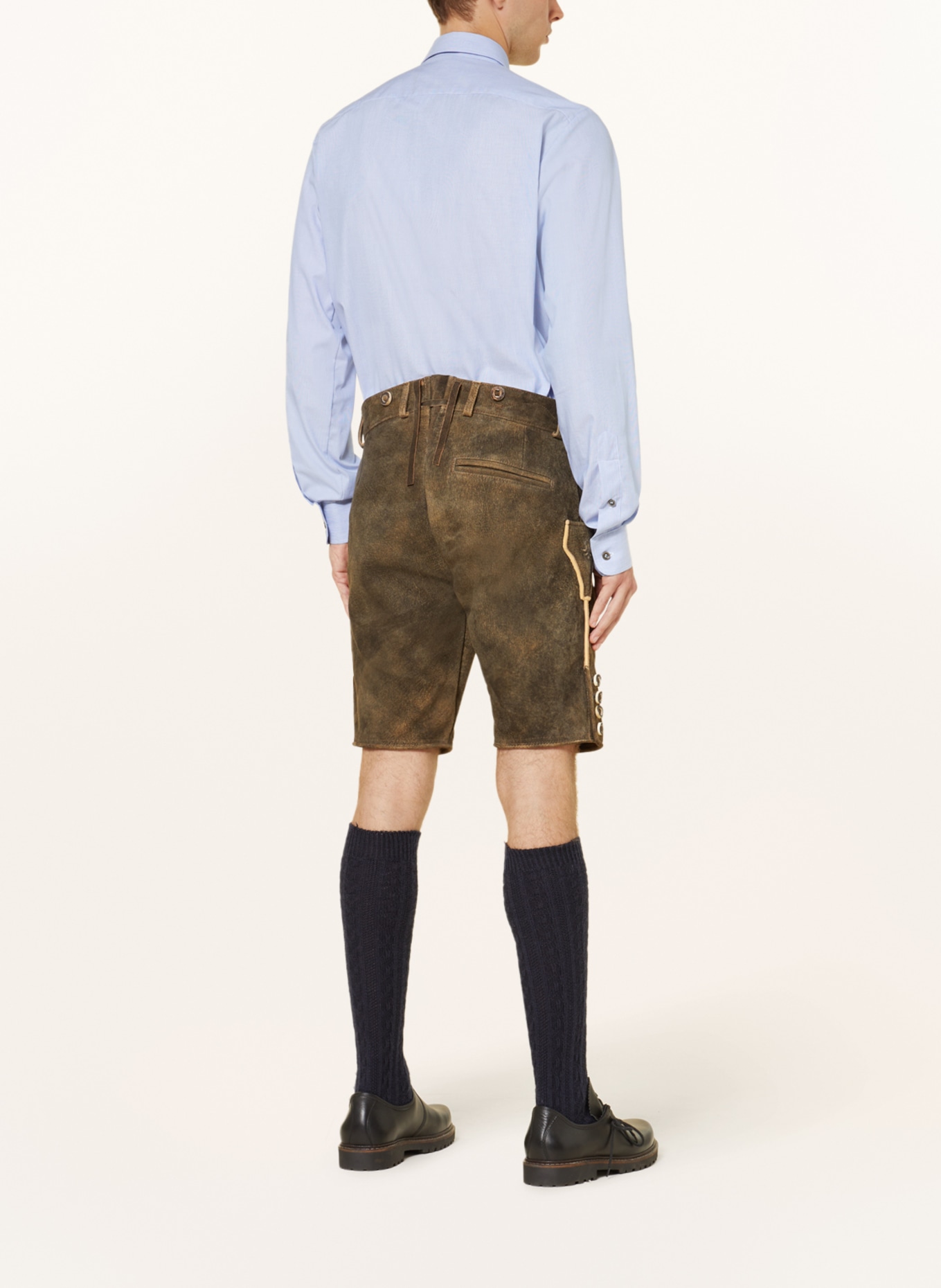 OSTARRICHI Spodnie skórzane w stylu ludowym DONAU, Kolor: CIEMNOBRĄZOWY/ BEŻOWY (Obrazek 3)