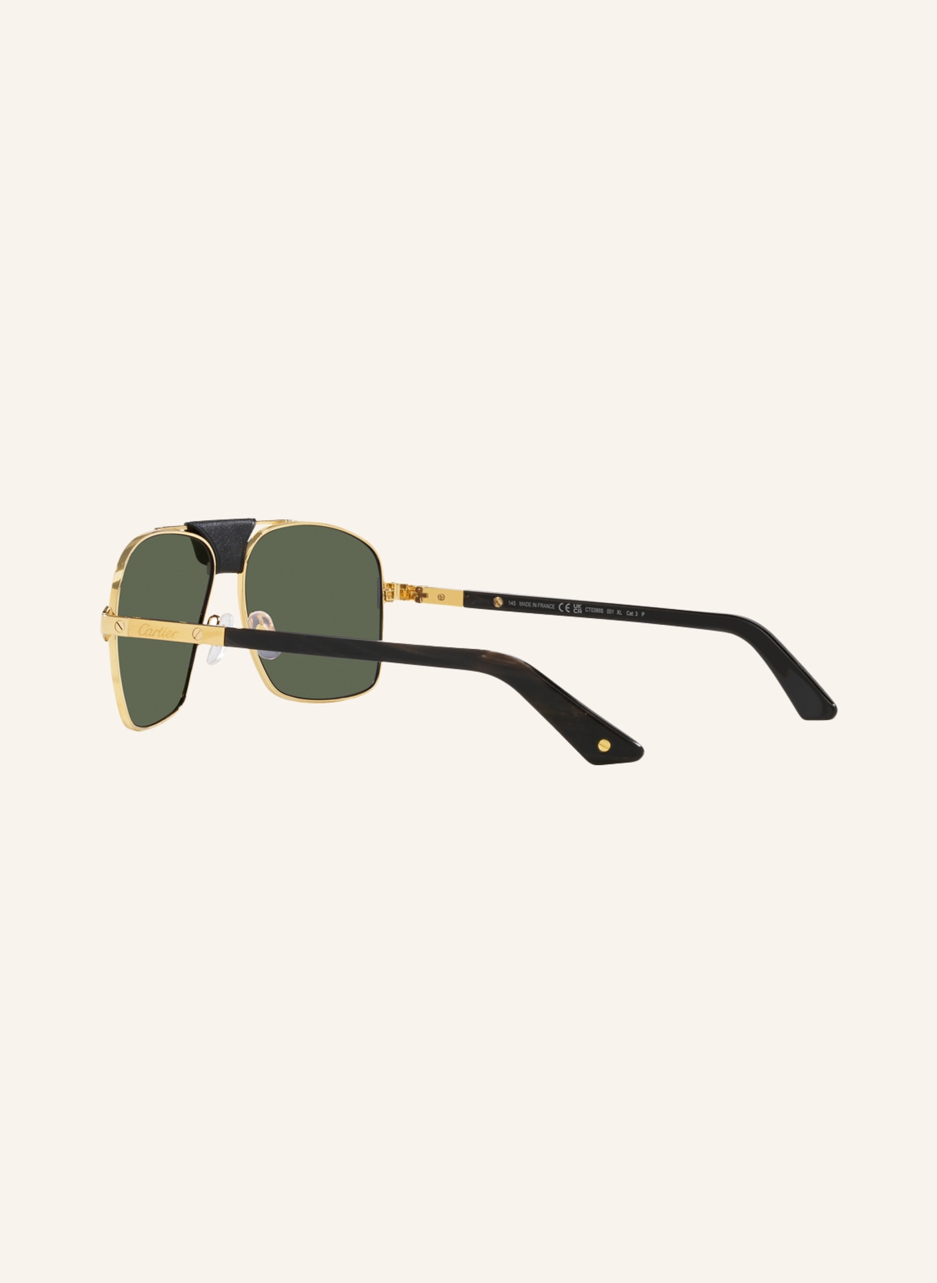 Cartier Sunglasses CT0389S, Color: 2300L1 - GOLD/ DARK GREEN (Image 4)