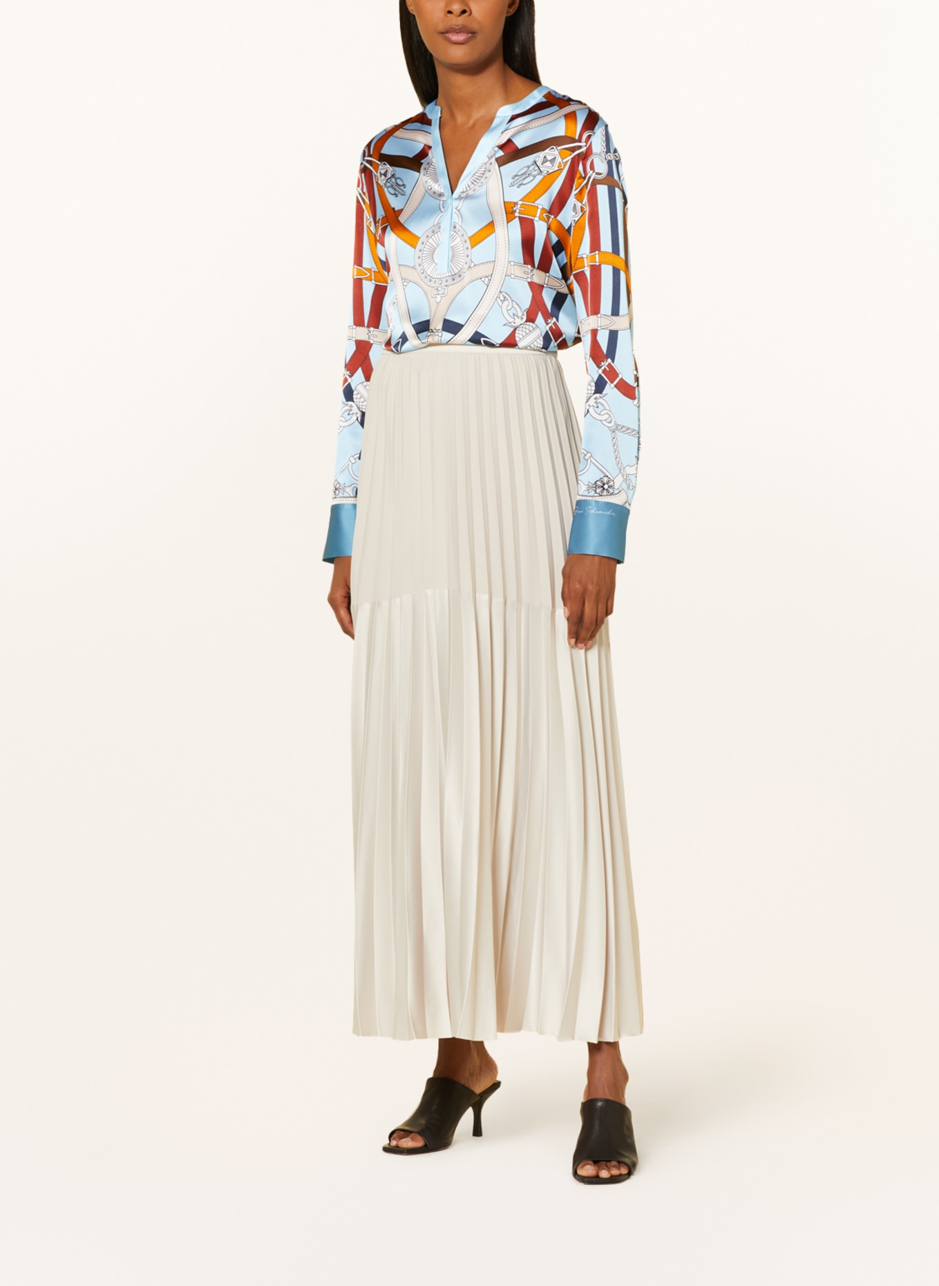 HERZEN'S ANGELEGENHEIT Shirt blouse in silk, Color: LIGHT BLUE/ WHITE/ BROWN (Image 2)