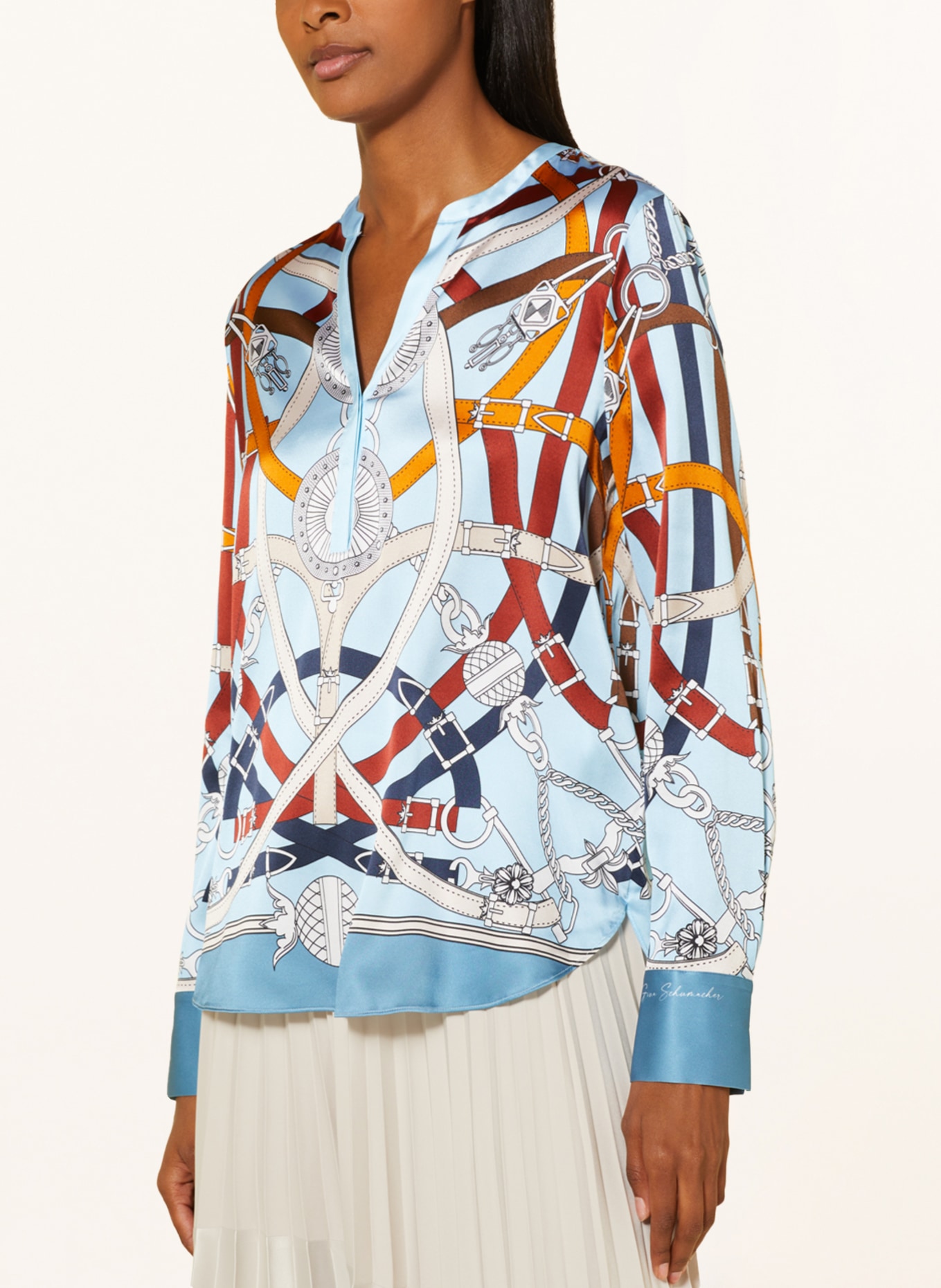 HERZEN'S ANGELEGENHEIT Shirt blouse in silk, Color: LIGHT BLUE/ WHITE/ BROWN (Image 4)