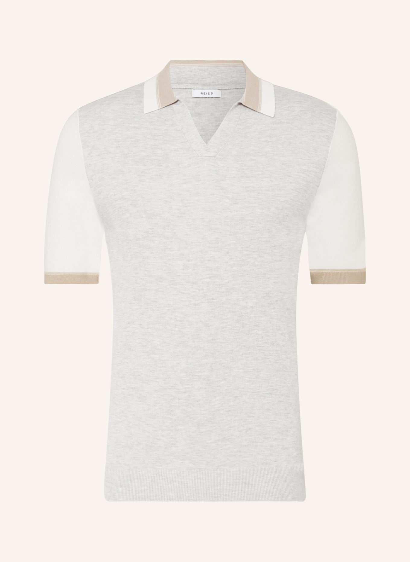 REISS Knitted polo shirt KINGSFORD, Color: GRAY/ WHITE (Image 1)