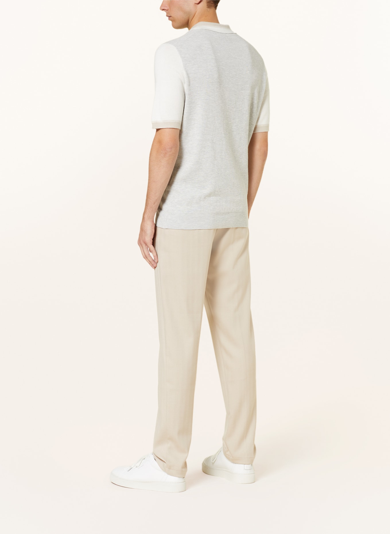 REISS Knitted polo shirt KINGSFORD, Color: GRAY/ WHITE (Image 3)
