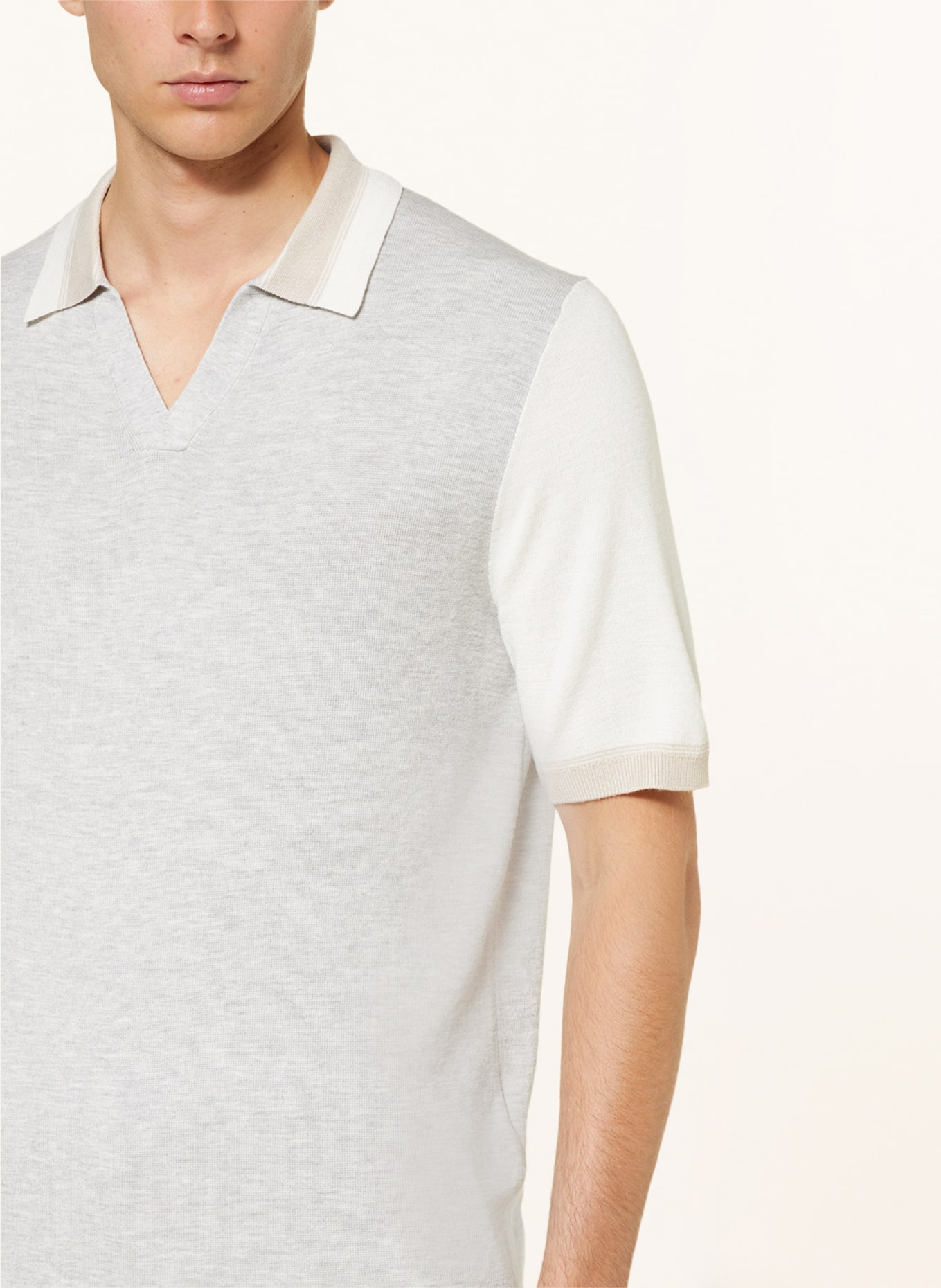 REISS Knitted polo shirt KINGSFORD, Color: GRAY/ WHITE (Image 4)