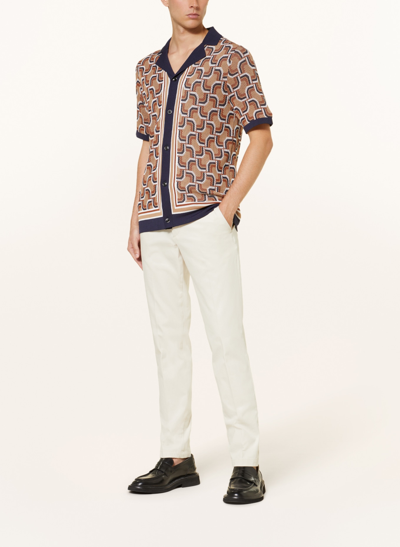REISS Strick-Resorthemd LOTUS Extra Slim Fit, Farbe: DUNKELBLAU/ BEIGE/ BRAUN (Bild 2)