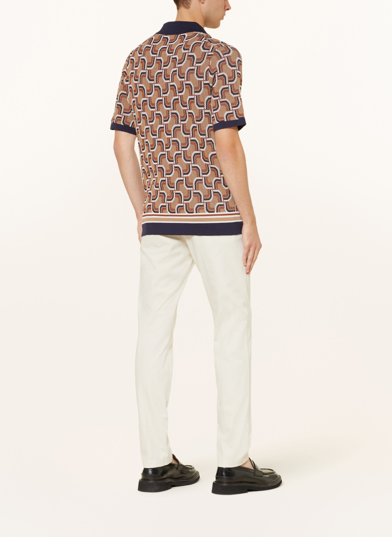 REISS Knit resort shirt LOTUS extra slim fit, Color: DARK BLUE/ BEIGE/ BROWN (Image 3)