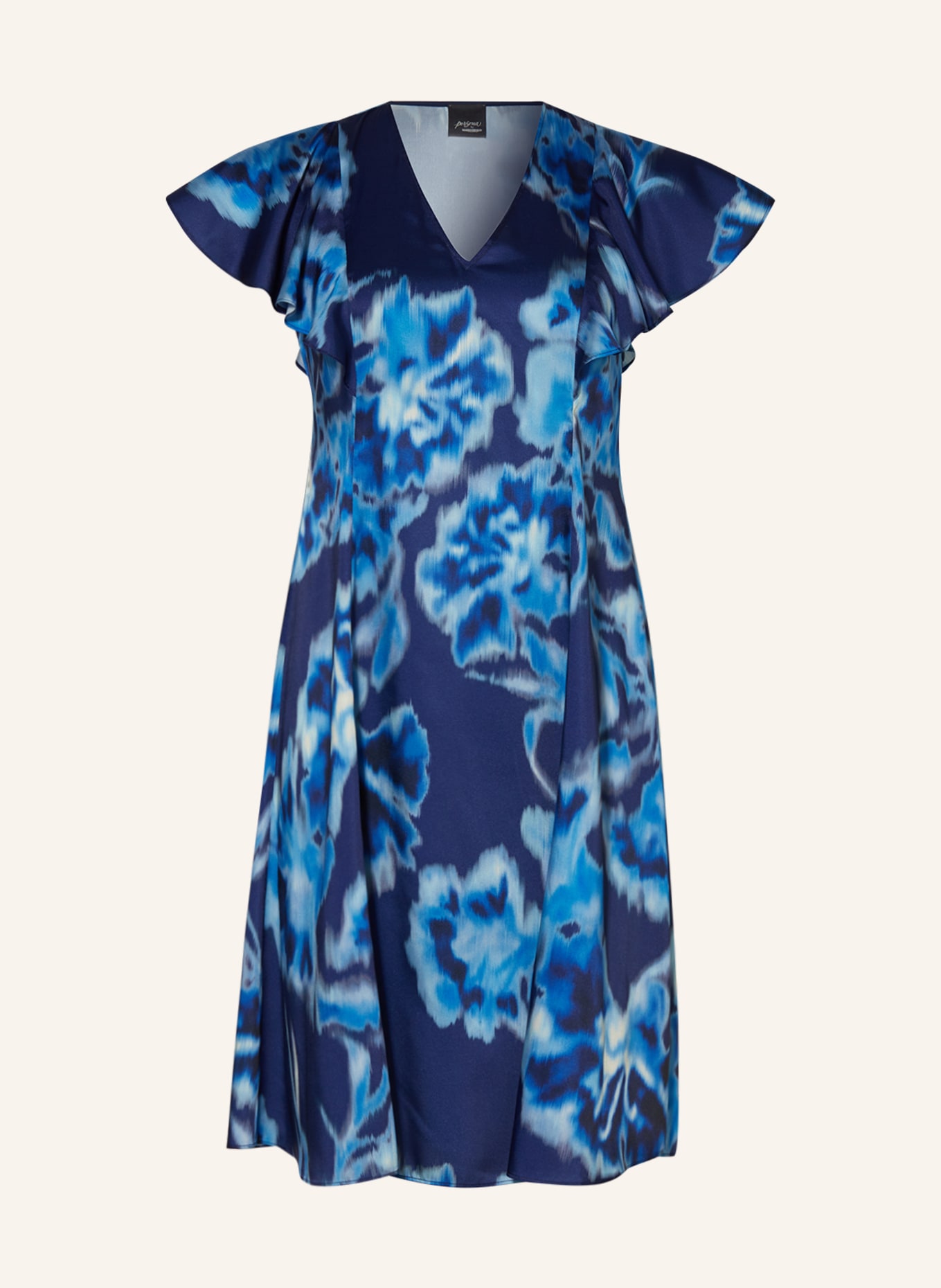 MARINA RINALDI PERSONA Satin dress JUDY, Color: BLUE/ DARK BLUE/ LIGHT BLUE (Image 1)