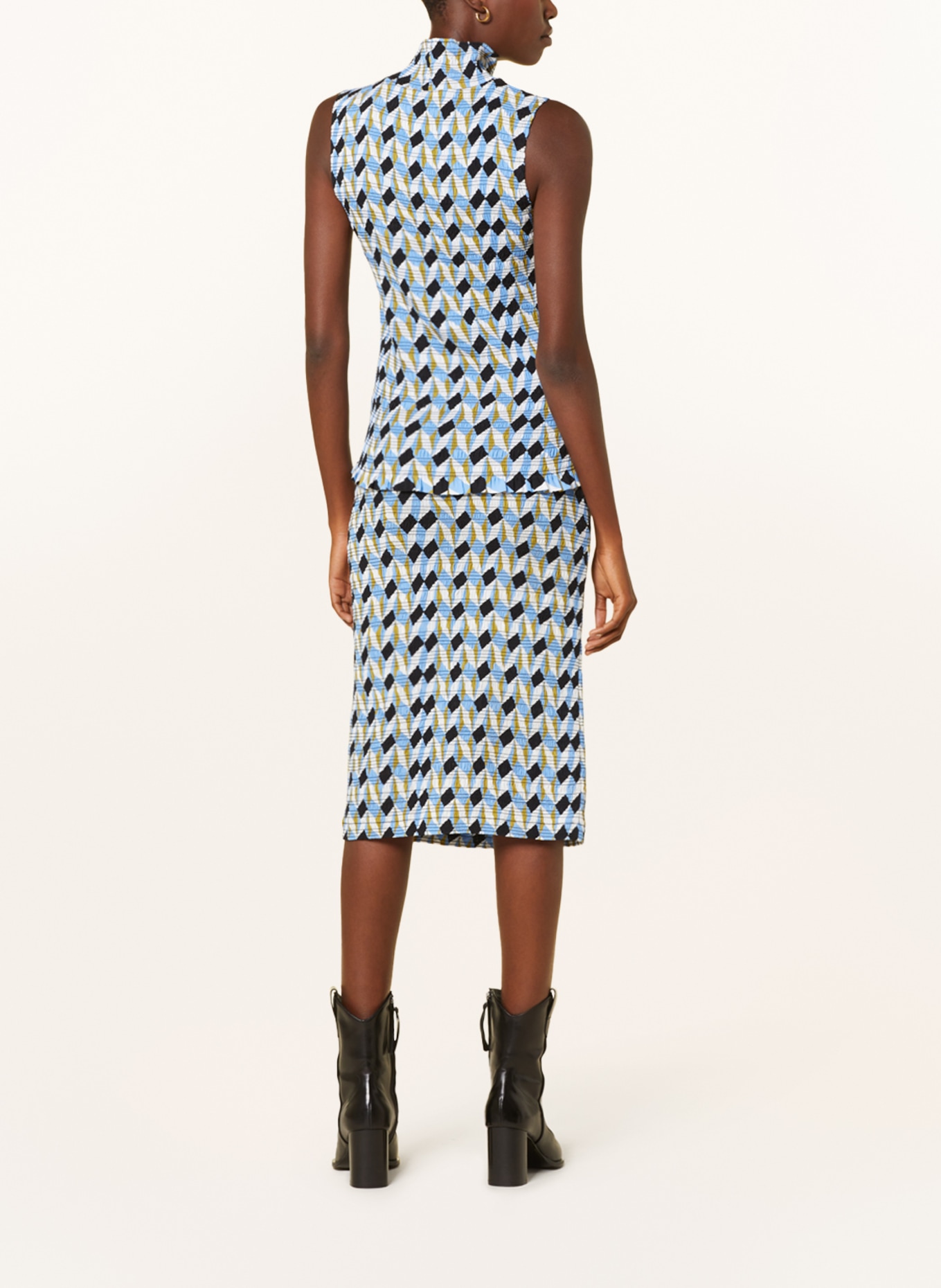DOROTHEE SCHUMACHER Skirt with silk, Color: LIGHT BLUE/ WHITE/ OLIVE (Image 3)