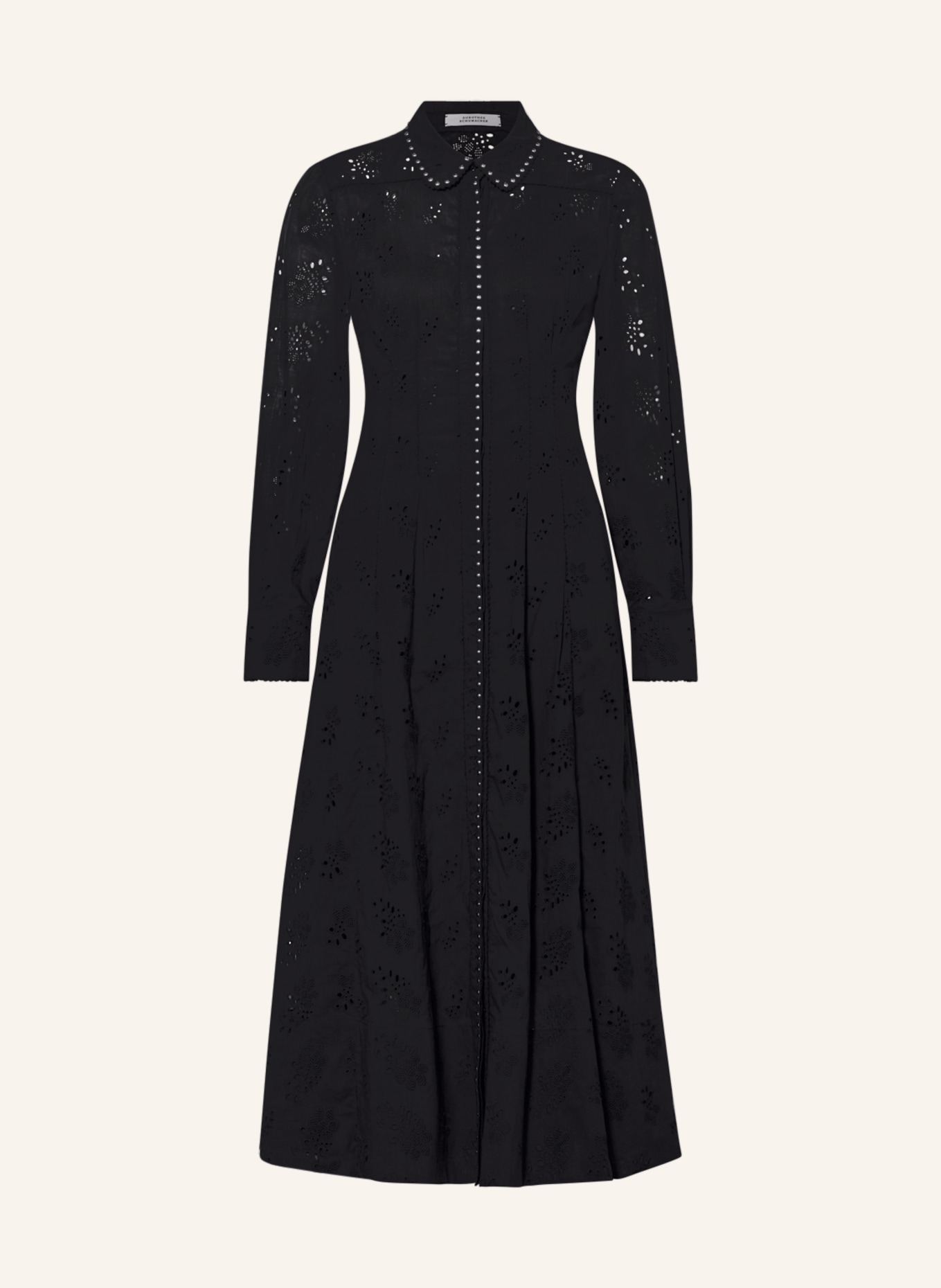 DOROTHEE SCHUMACHER Shirt dress with broderie anglaise and rivets, Color: BLACK (Image 1)
