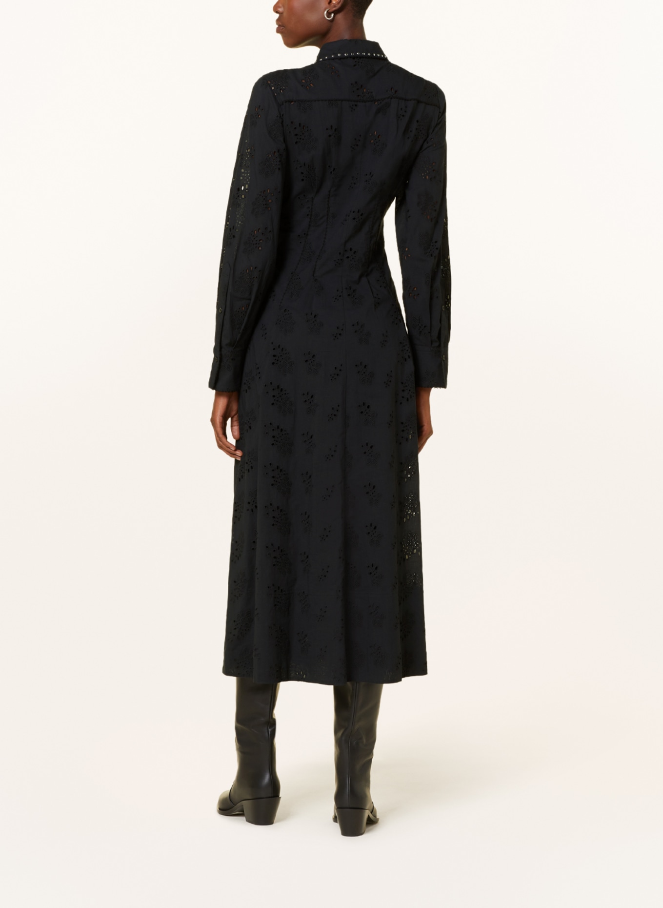 DOROTHEE SCHUMACHER Shirt dress with broderie anglaise and rivets, Color: BLACK (Image 3)