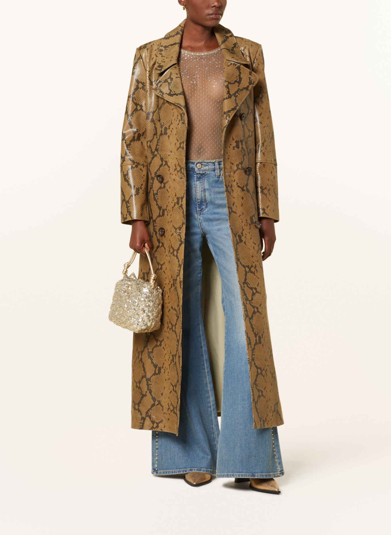 DOROTHEE SCHUMACHER Trench coat made of leather, Color: KHAKI (Image 2)
