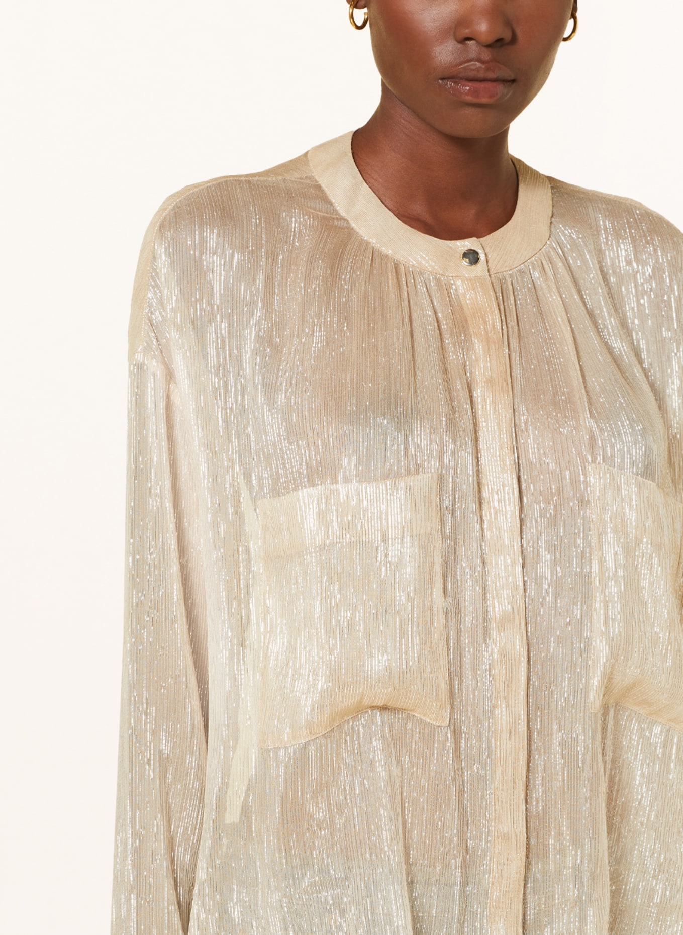 DOROTHEE SCHUMACHER Silk blouse with glitter thread, Color: GOLD (Image 4)