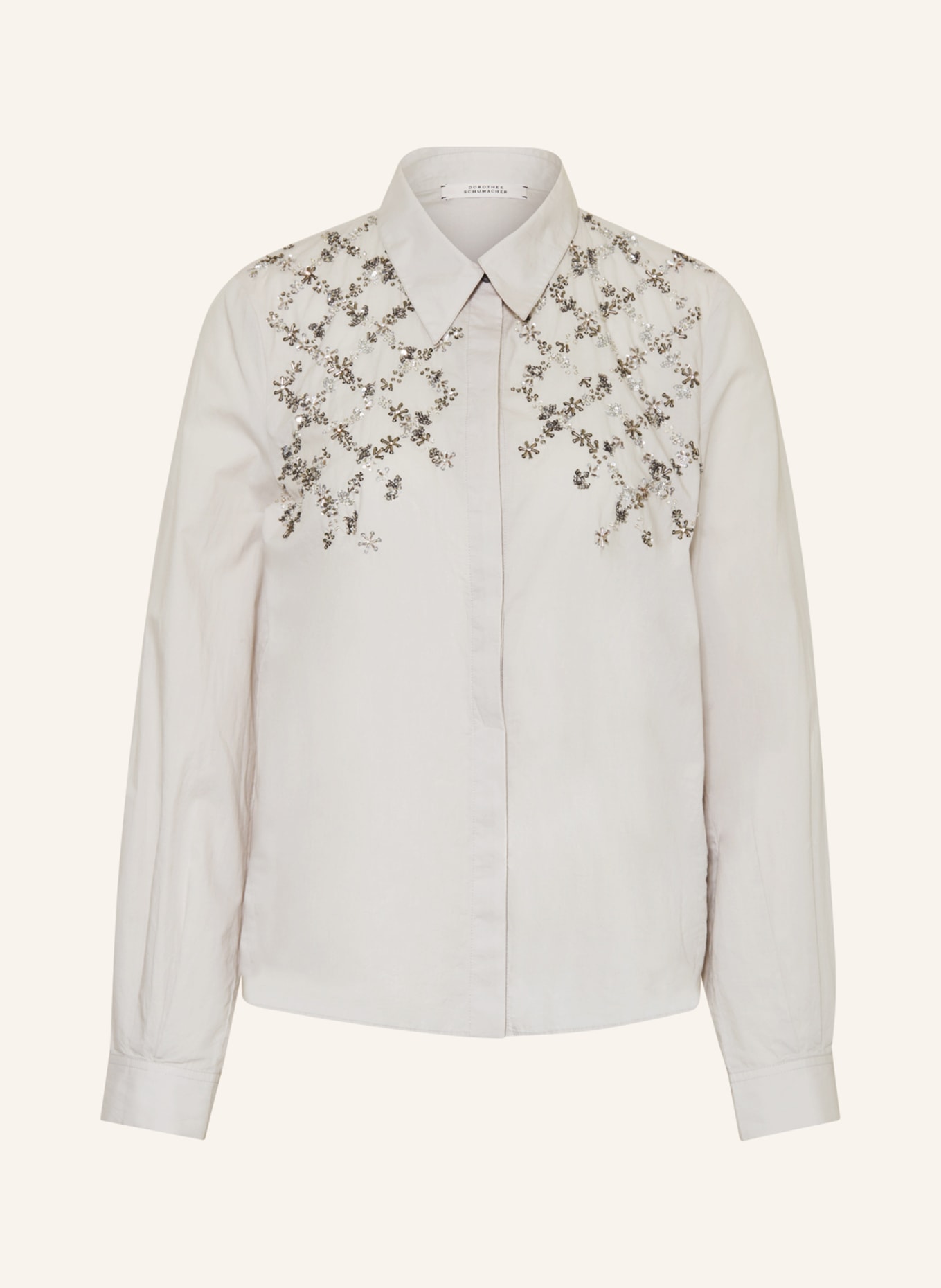 DOROTHEE SCHUMACHER Shirt blouse with decorative gems, Color: LIGHT GRAY (Image 1)
