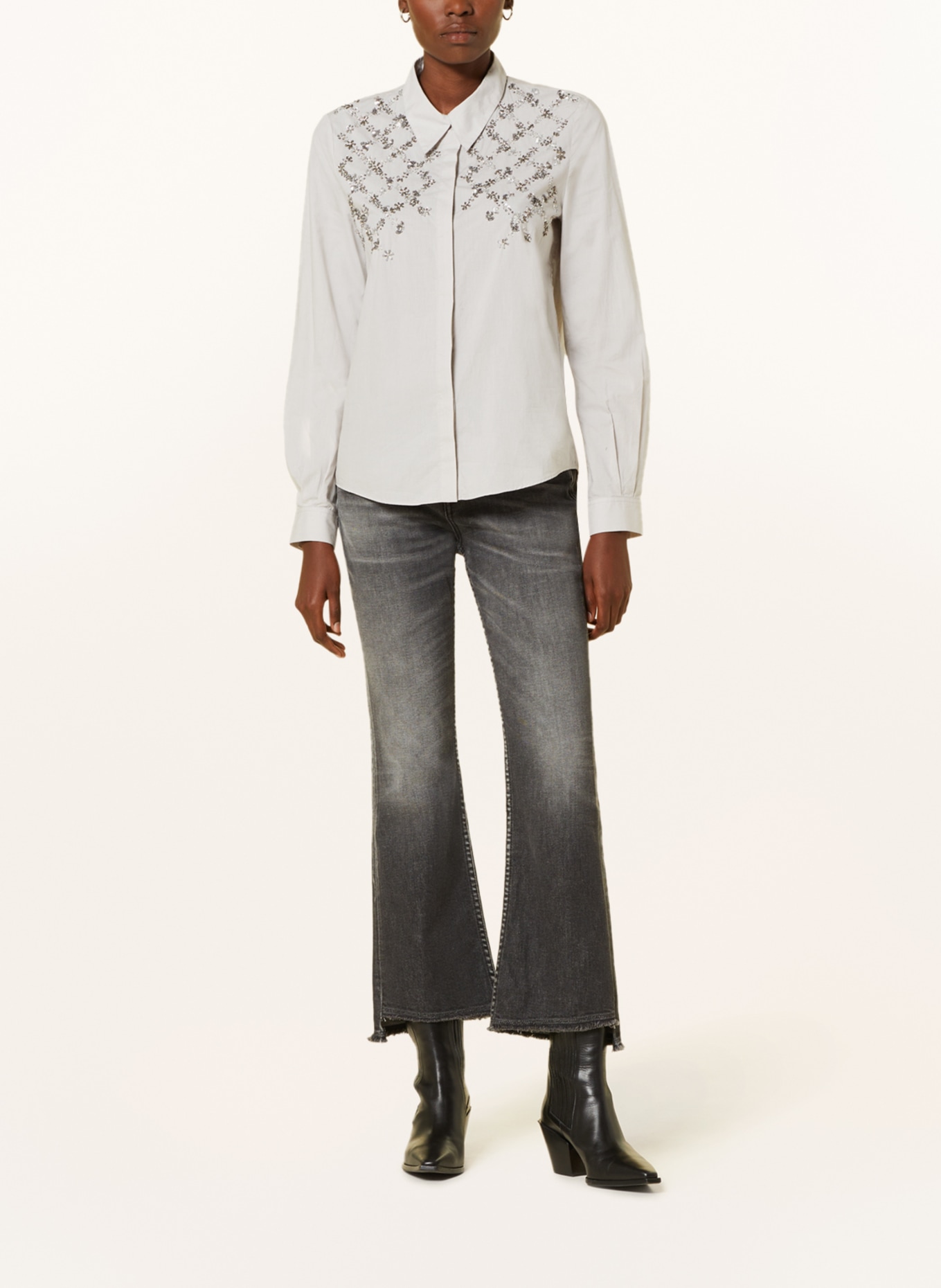 DOROTHEE SCHUMACHER Shirt blouse with decorative gems, Color: LIGHT GRAY (Image 2)
