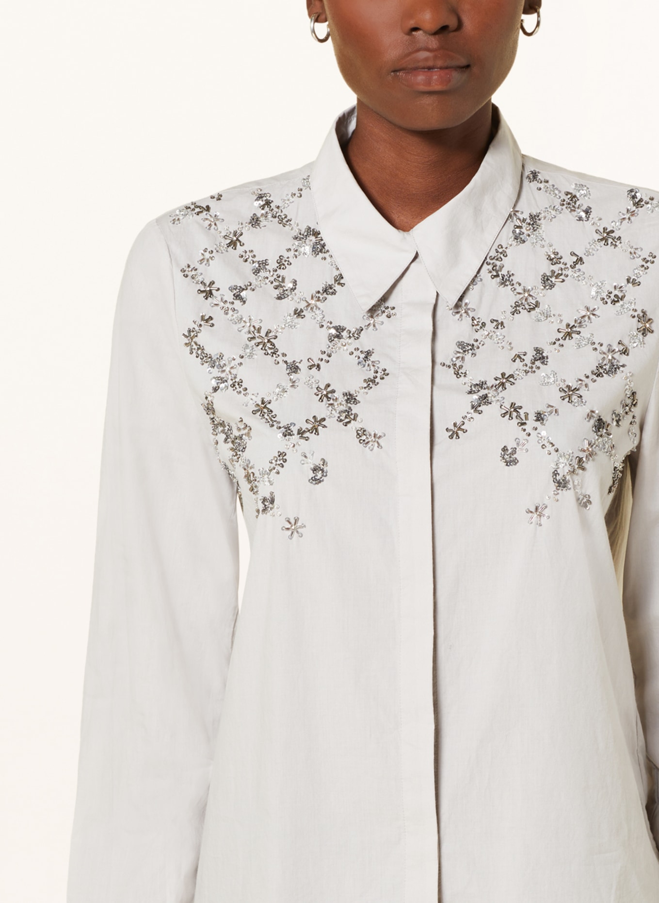 DOROTHEE SCHUMACHER Shirt blouse with decorative gems, Color: LIGHT GRAY (Image 4)