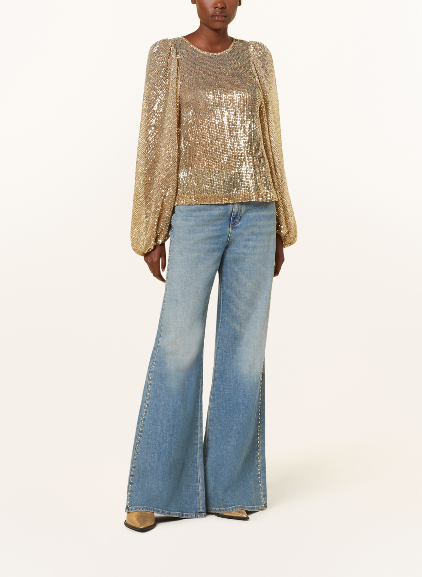 DOROTHEE SCHUMACHER Shirt blouse with sequins, Color: GOLD (Image 2)