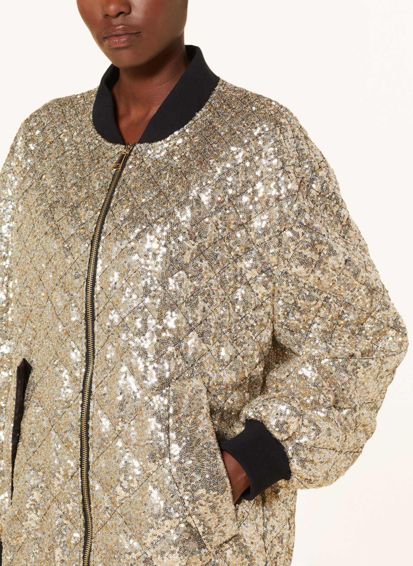 DOROTHEE SCHUMACHER Bomber jacket with sequins, Color: GOLD/ BLACK (Image 4)