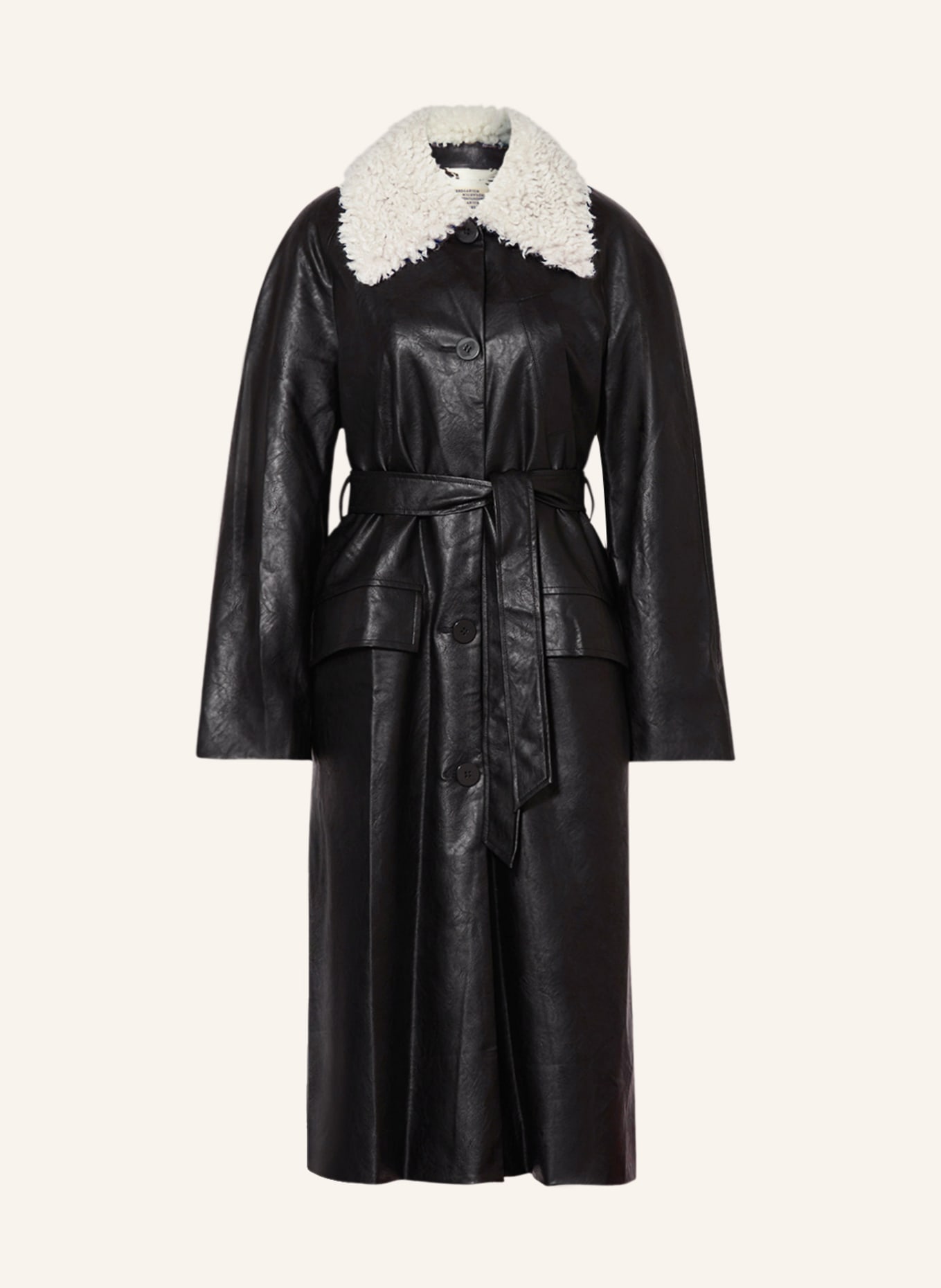 BAUM UND PFERDGARTEN Coat DELIZE in leather look with faux fur, Color: BLACK (Image 1)