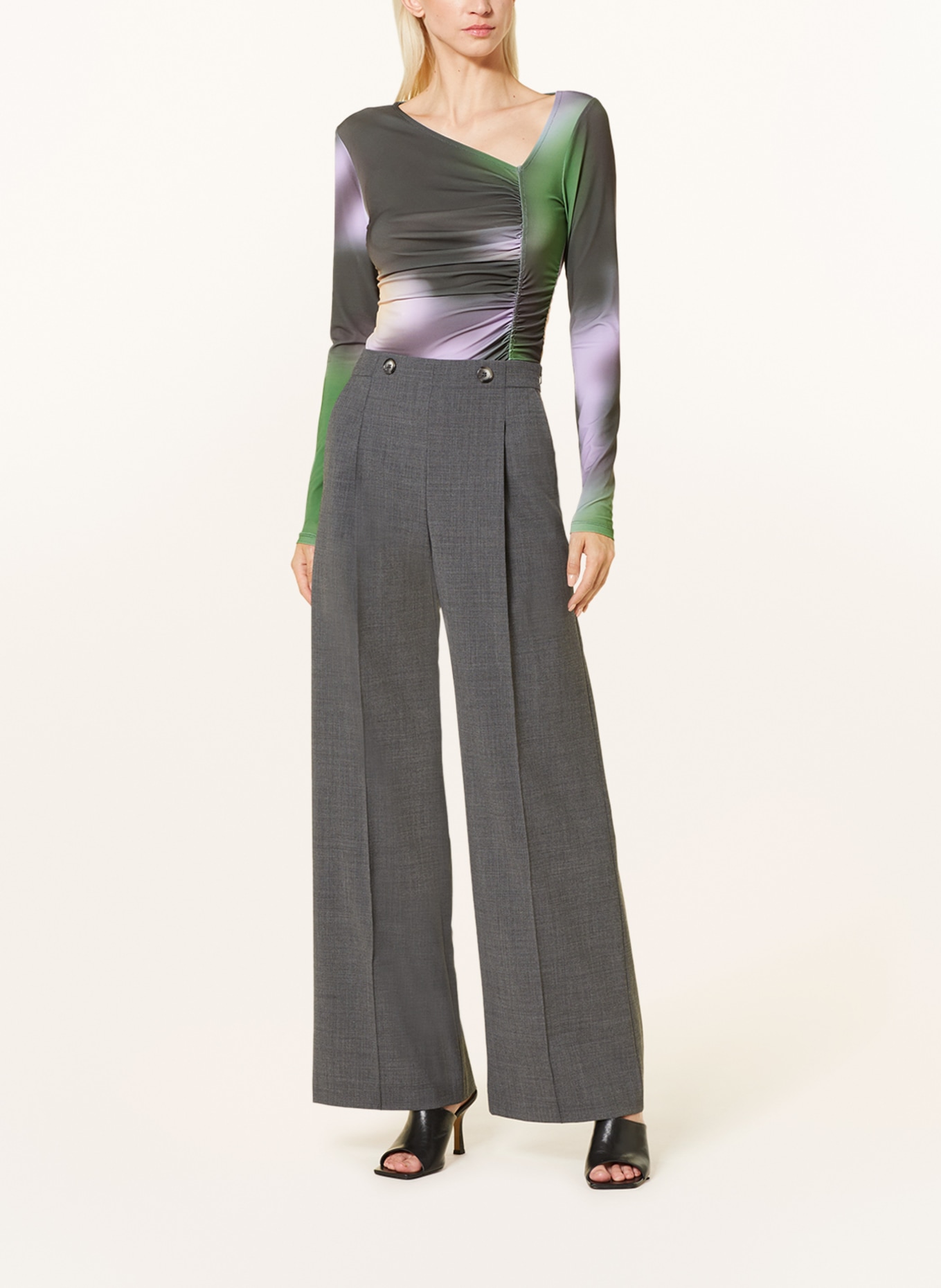 BAUM UND PFERDGARTEN Long sleeve shirt JONANA, Color: GREEN/ PURPLE/ CREAM (Image 2)