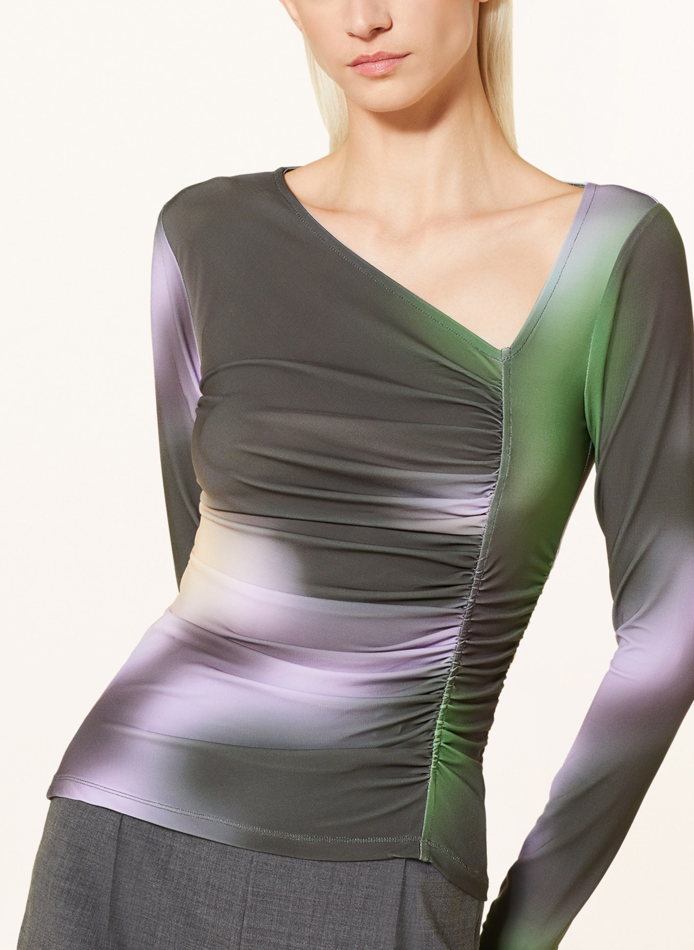BAUM UND PFERDGARTEN Long sleeve shirt JONANA, Color: GREEN/ PURPLE/ CREAM (Image 4)