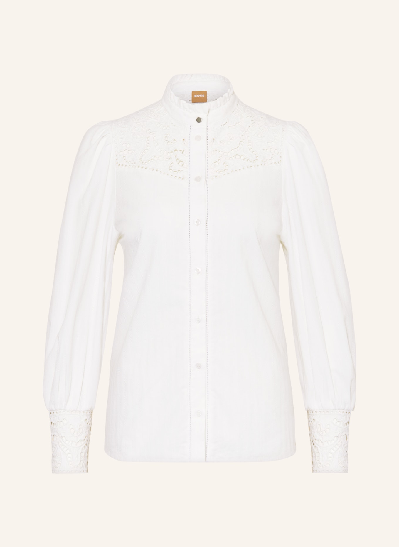 BOSS Blouse BABYCO with broderie anglaise, Color: WHITE (Image 1)