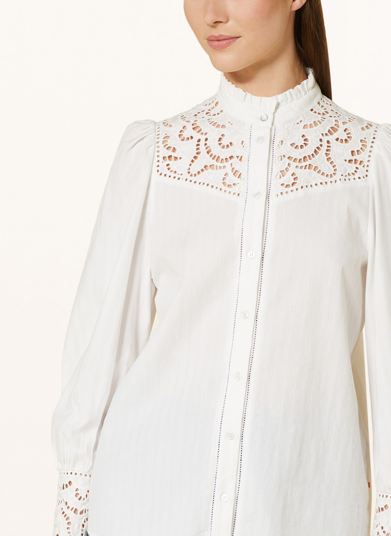 BOSS Blouse BABYCO with broderie anglaise, Color: WHITE (Image 4)
