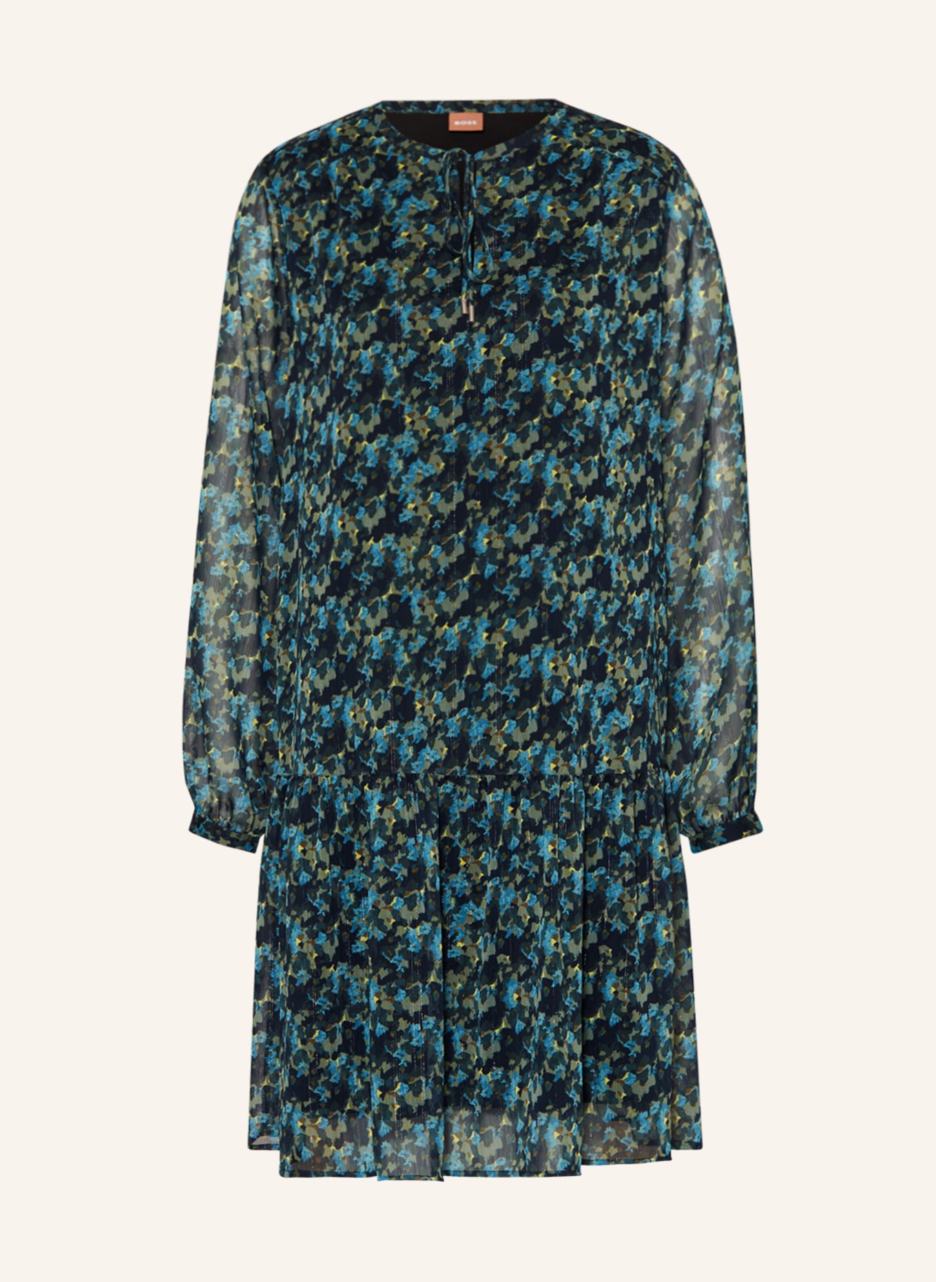 BOSS Kleid DALLIANA mit Glitzergarn, Farbe: DUNKELBLAU/ OLIV/ GELB (Bild 1)