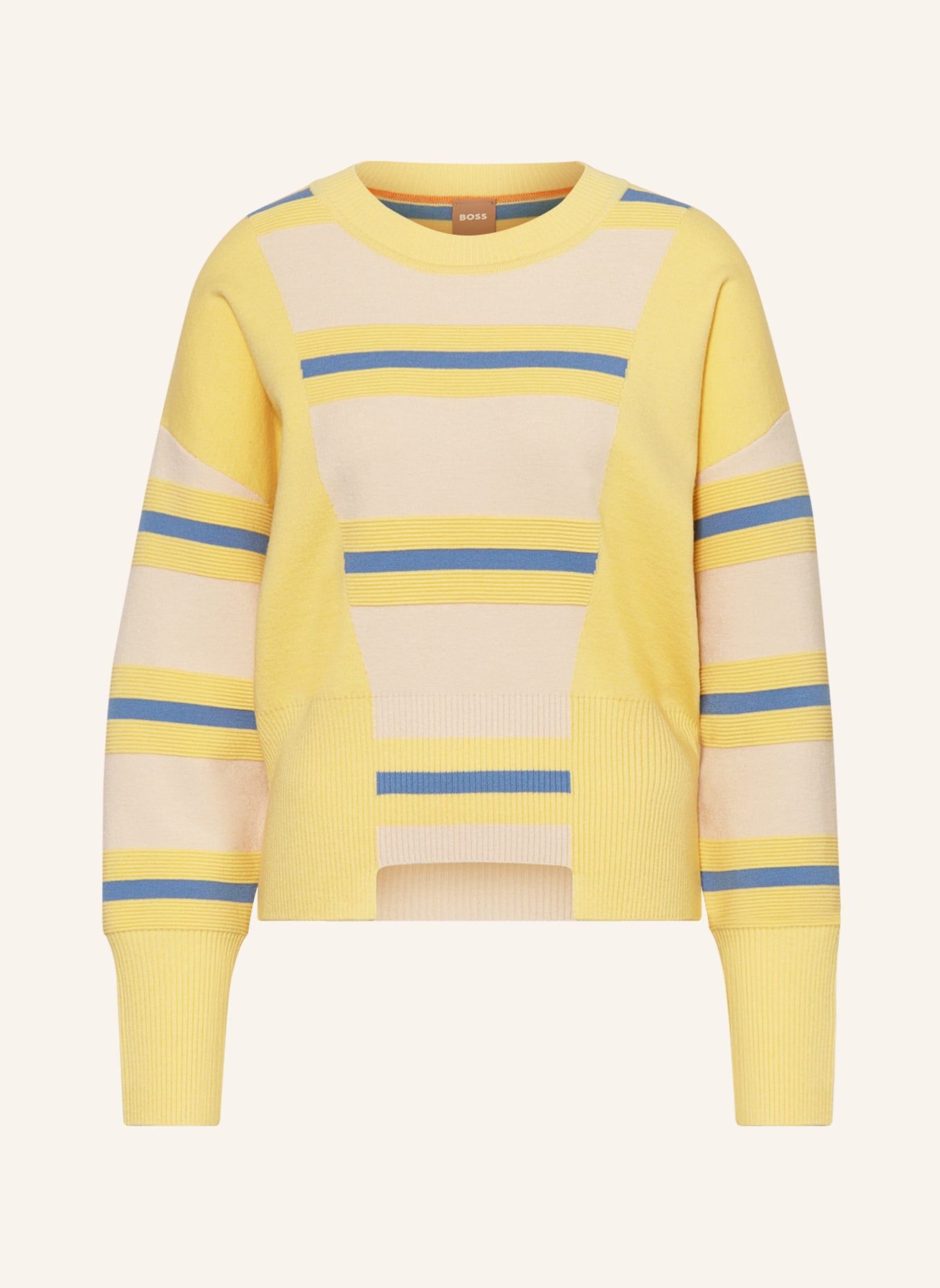 BOSS Sweater FIAVE, Color: YELLOW/ LIGHT BROWN/ BLUE GRAY (Image 1)