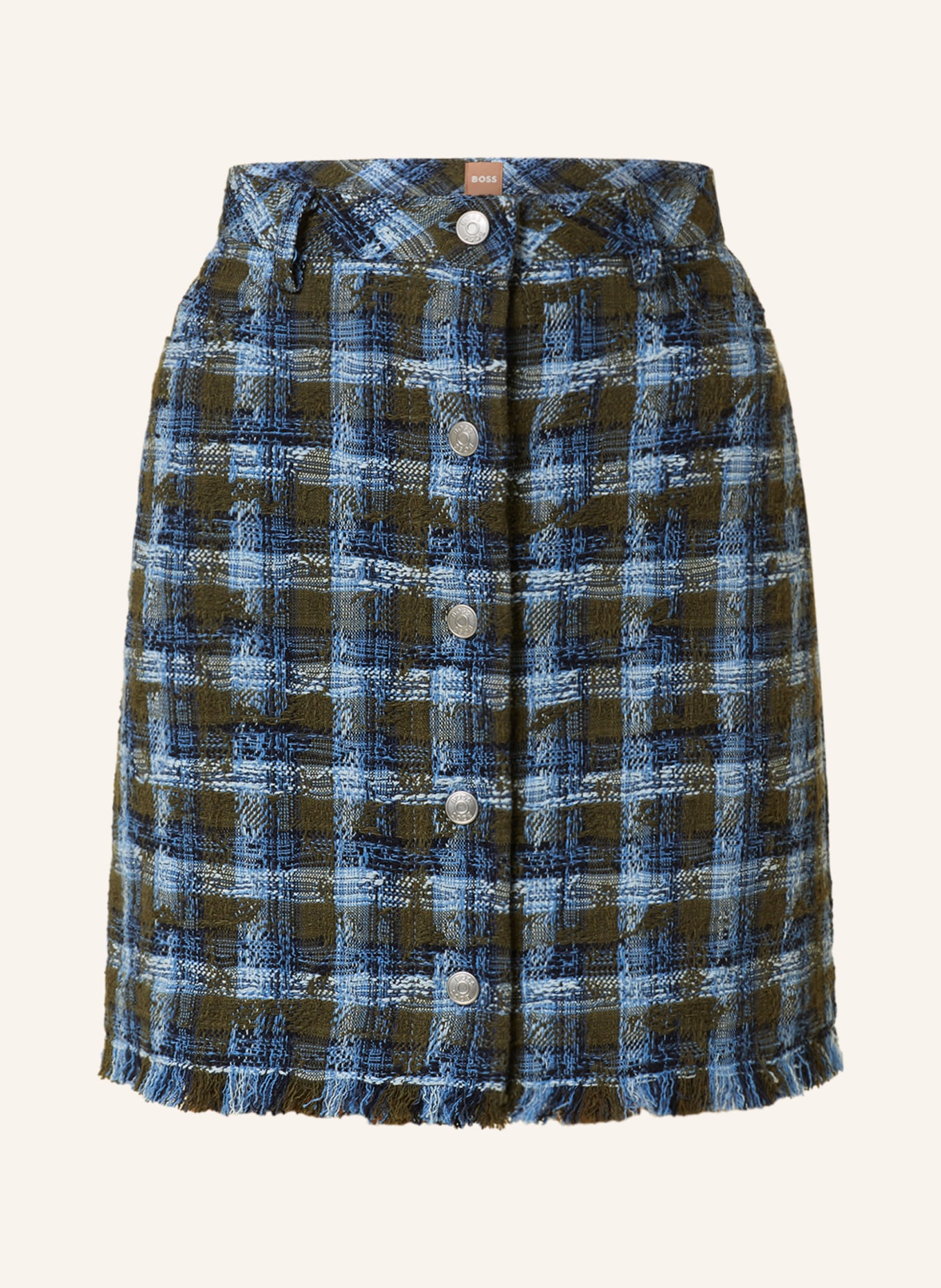 BOSS Tweed skirt VOMOKI, Color: OLIVE/ LIGHT BLUE/ DARK BLUE (Image 1)