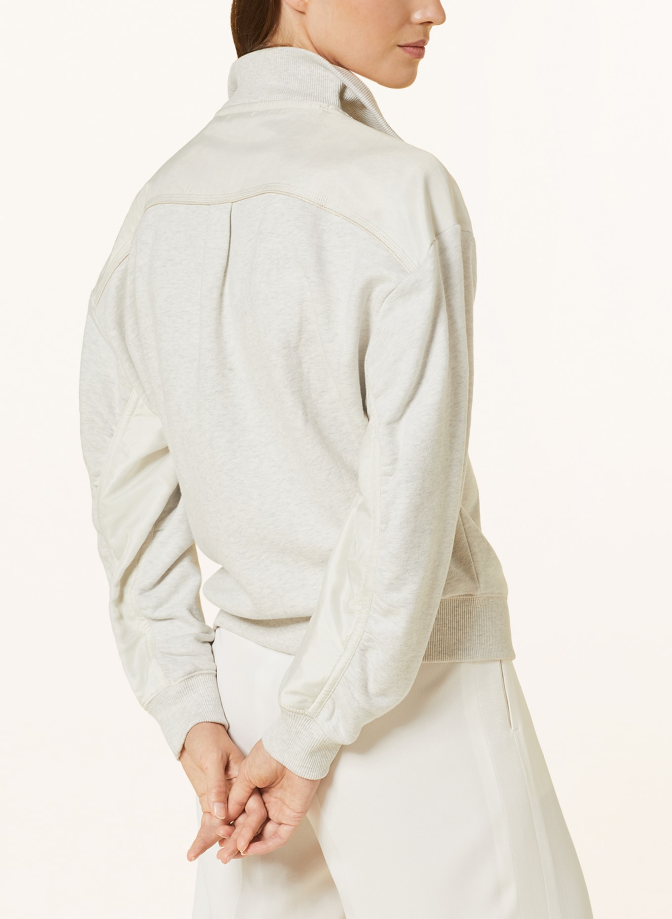 BOSS Sweatshirt fabric half-zip sweater EHYBRA in mixed materials, Color: CREAM/ ECRU (Image 4)