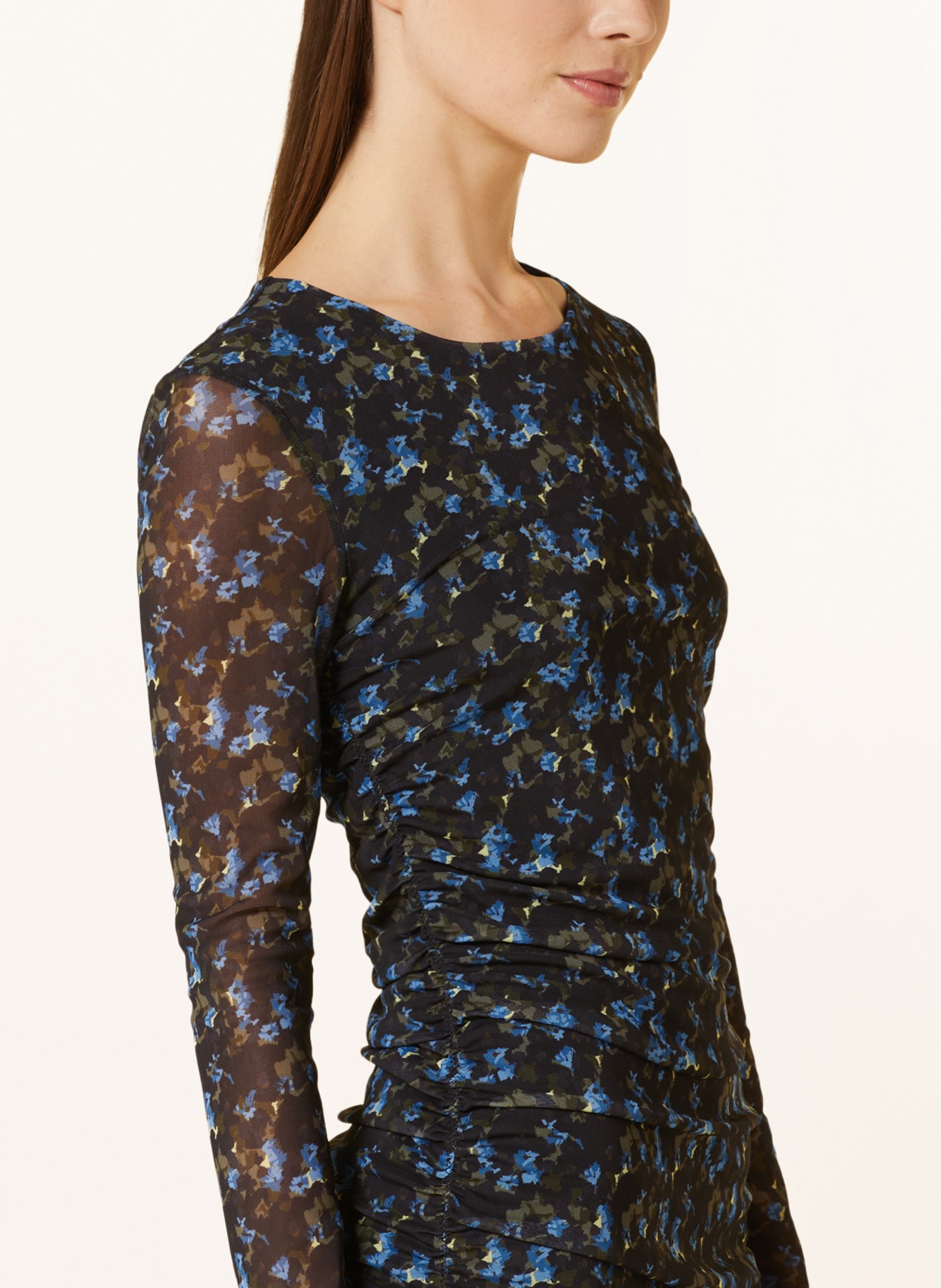 BOSS Mesh dress ENIZA, Color: BLACK/ LIGHT BLUE/ OLIVE (Image 4)