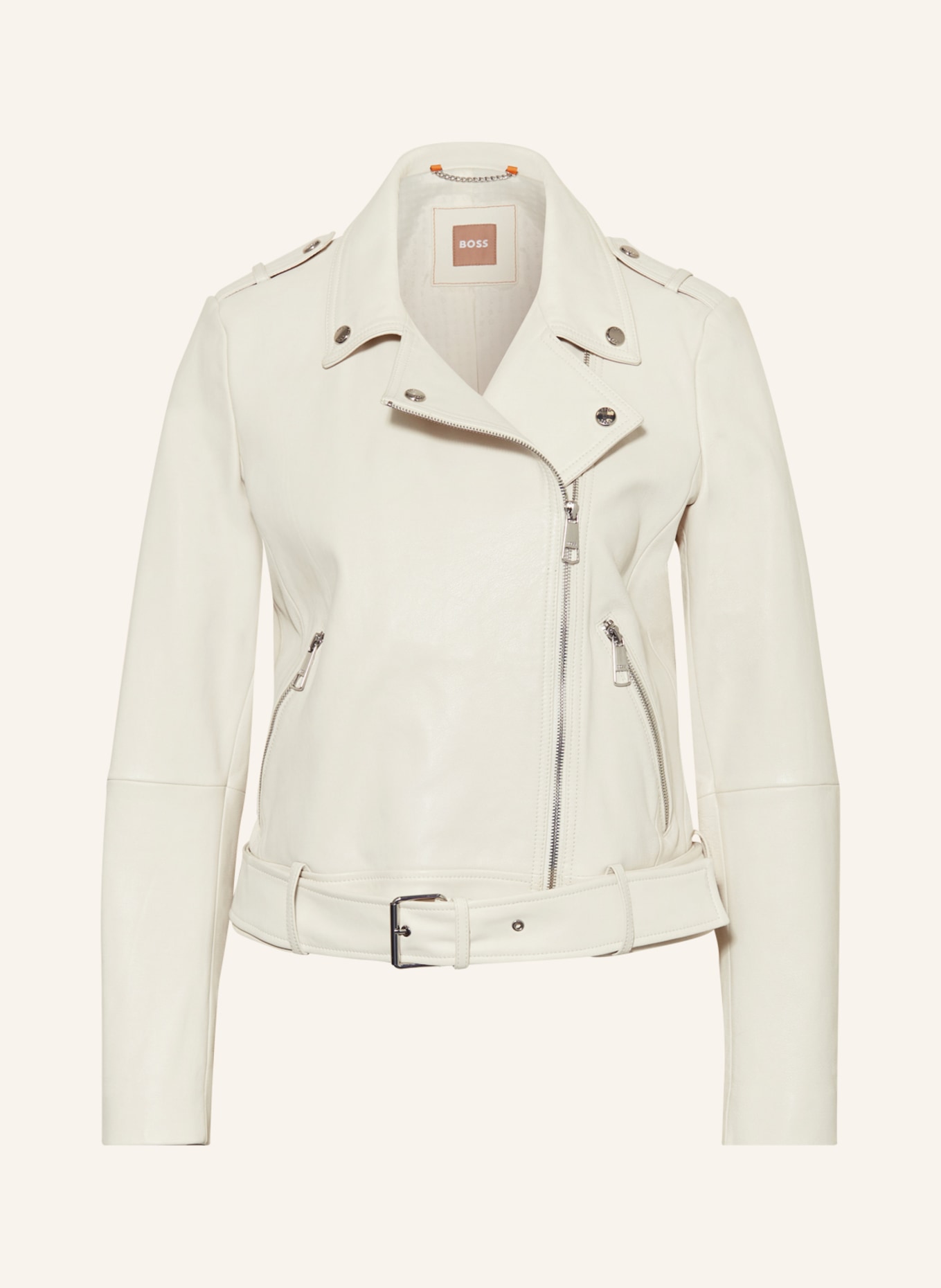 BOSS Leather jacket SAMELI, Color: CREAM (Image 1)