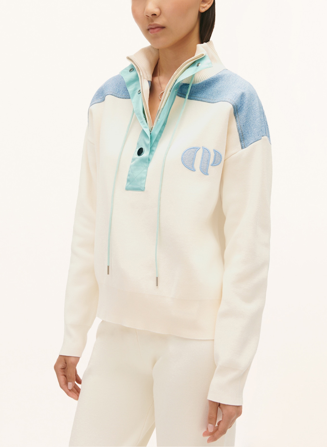 CLAUDIE PIERLOT Sweat-Troyer, Farbe: ECRU/ HELLBLAU/ MINT (Bild 4)