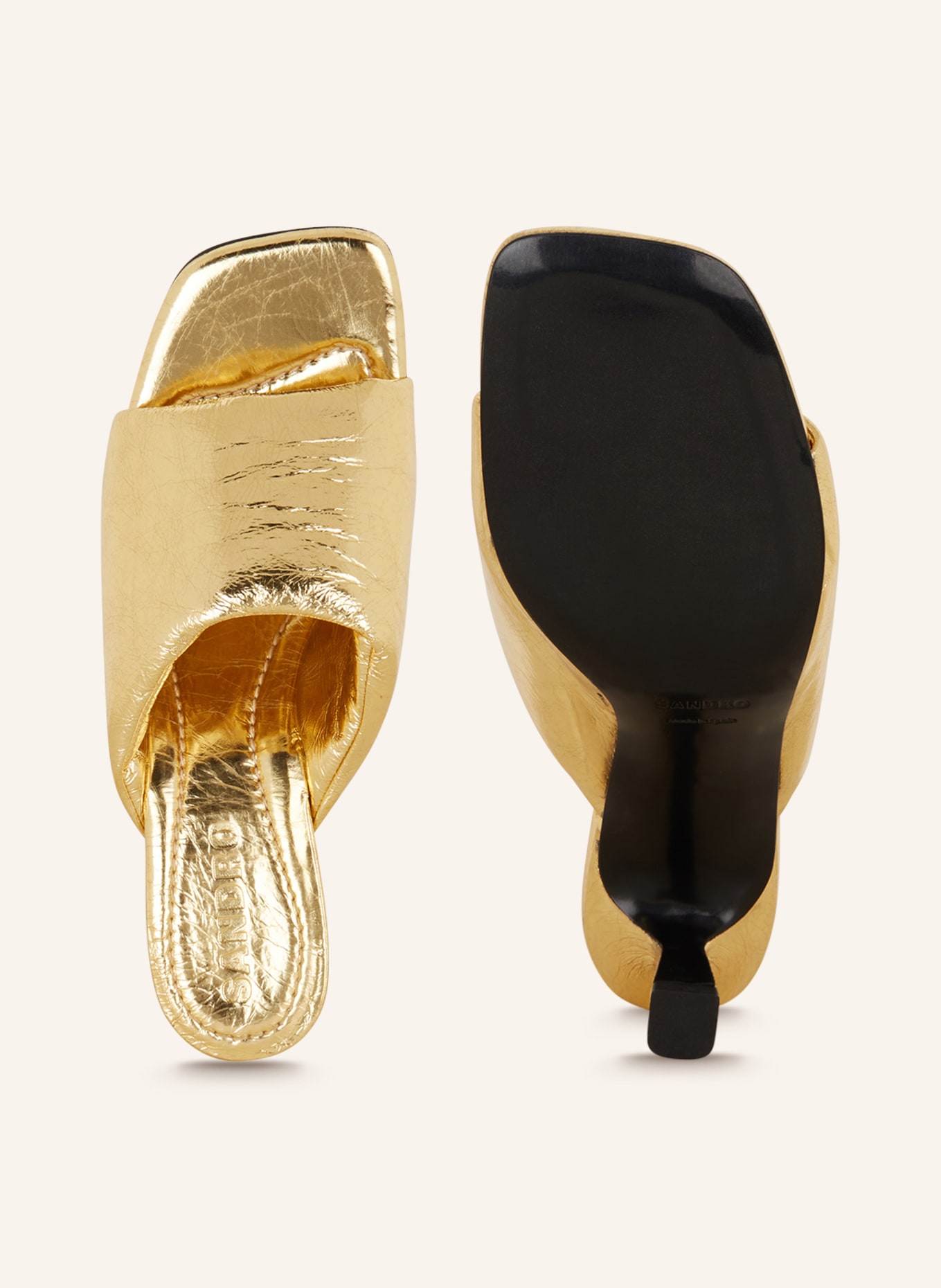 SANDRO Mules in gold