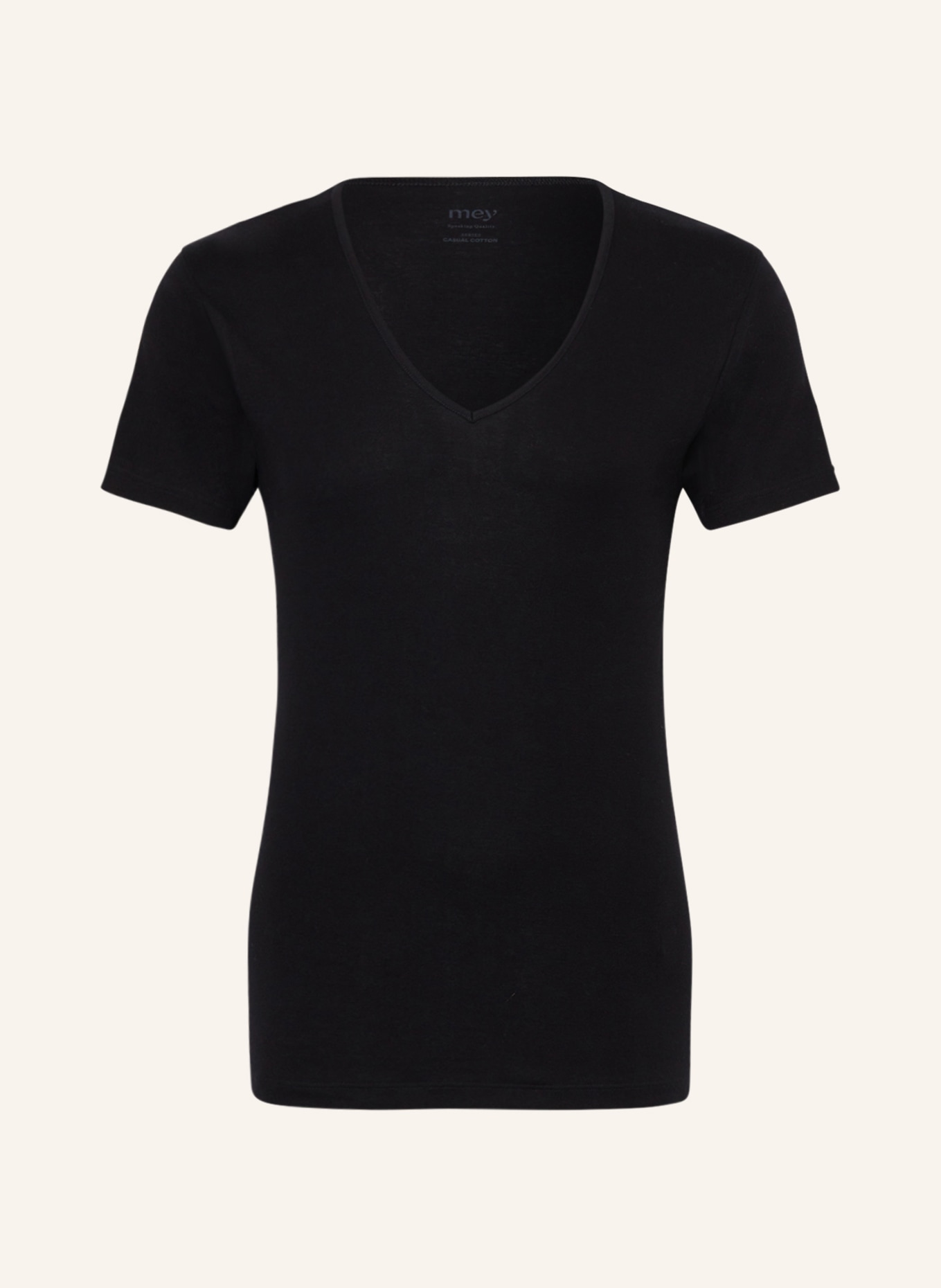 mey V-neck shirt series SENSUAL COTTON, Color: BLACK (Image 1)