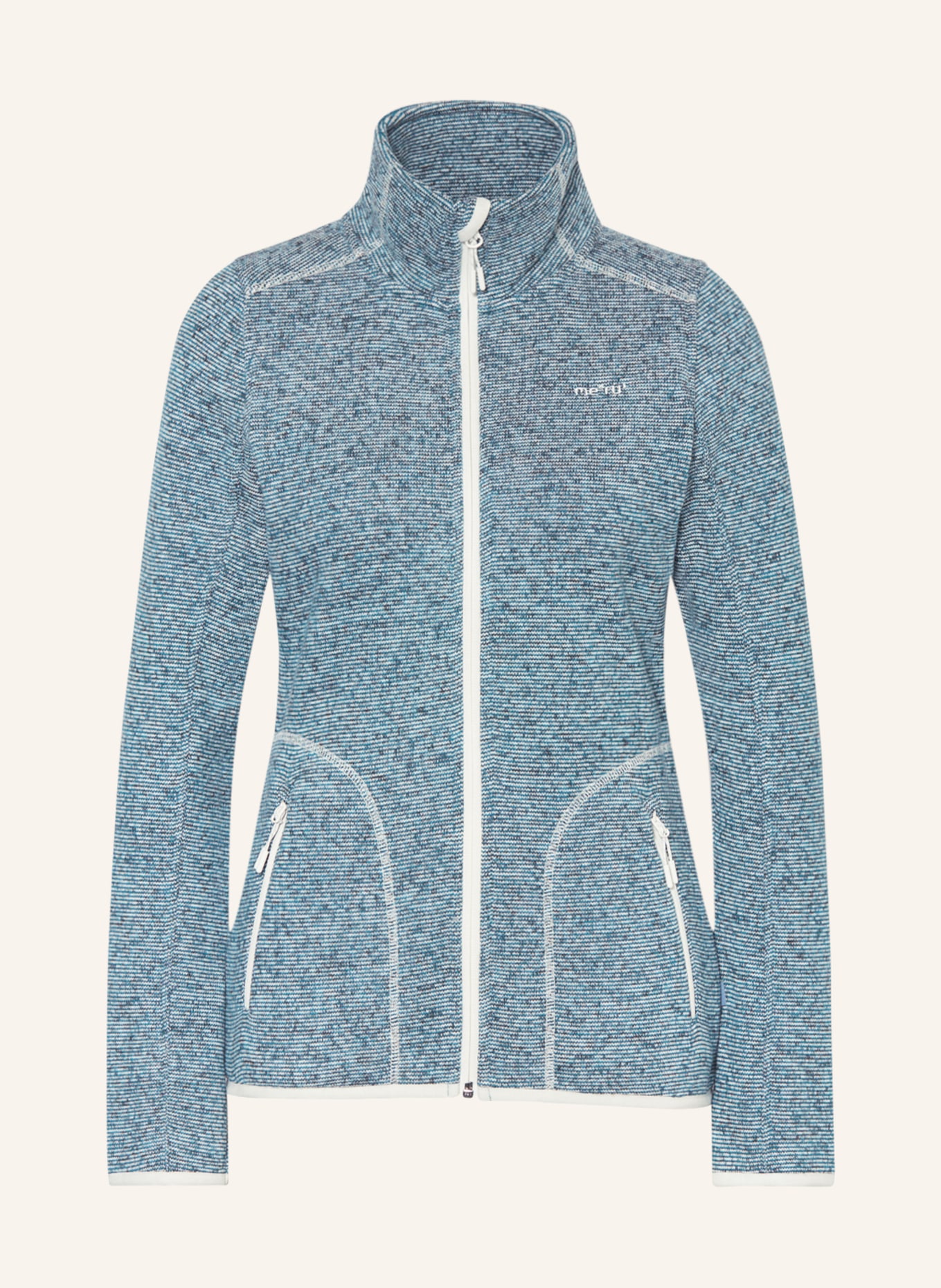 me°ru' Knitted fleece jacket BERGEN, Color: BLUE/ WHITE/ BLACK (Image 1)