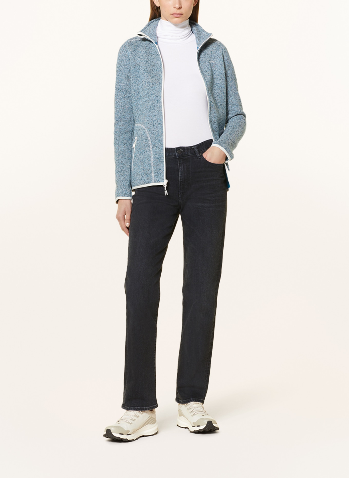 me°ru' Knitted fleece jacket BERGEN, Color: BLUE/ WHITE/ BLACK (Image 2)