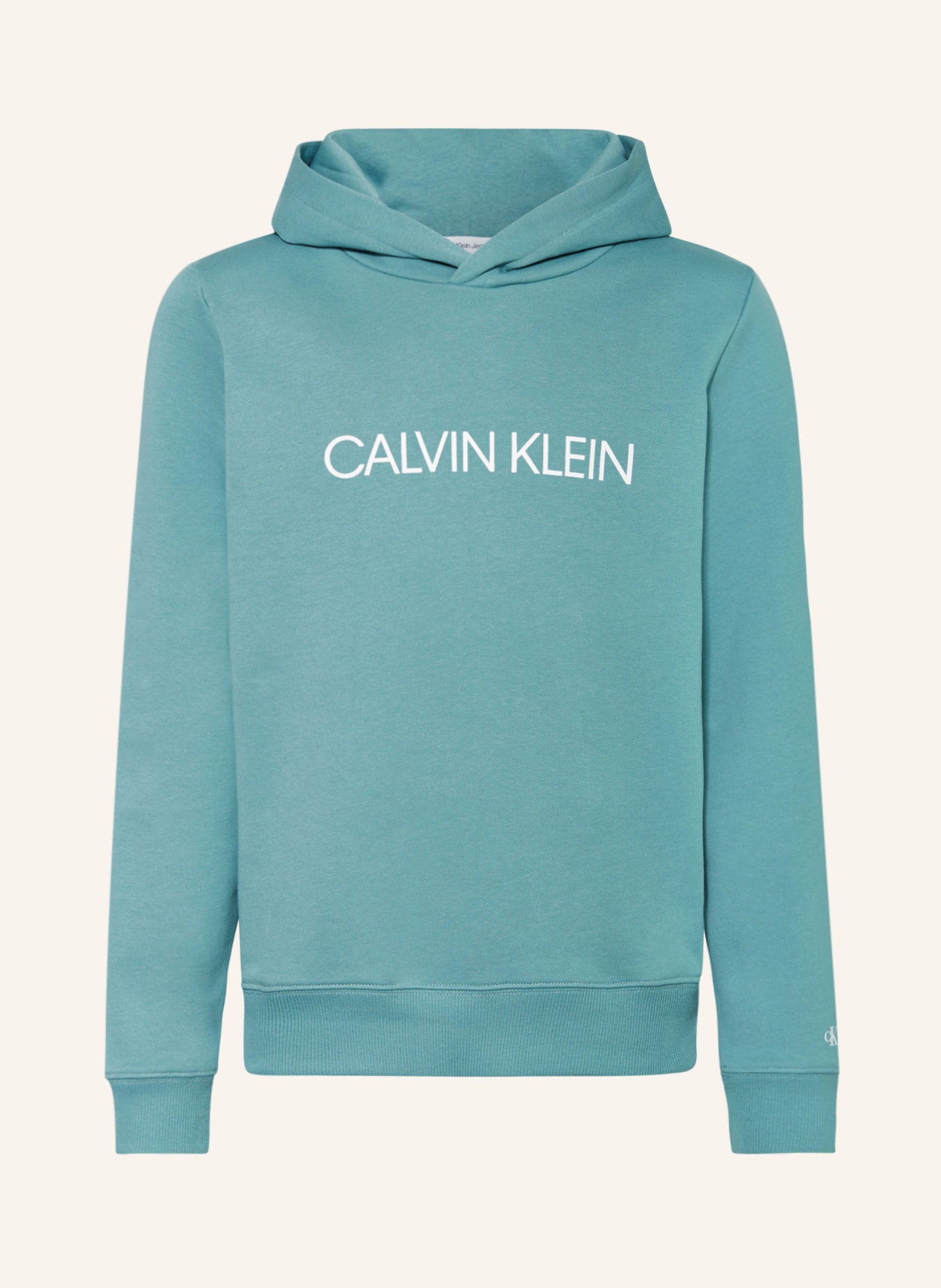 Calvin Klein Mikina s kapucí, Barva: PETROLEJOVÁ/ BÍLÁ (Obrázek 1)