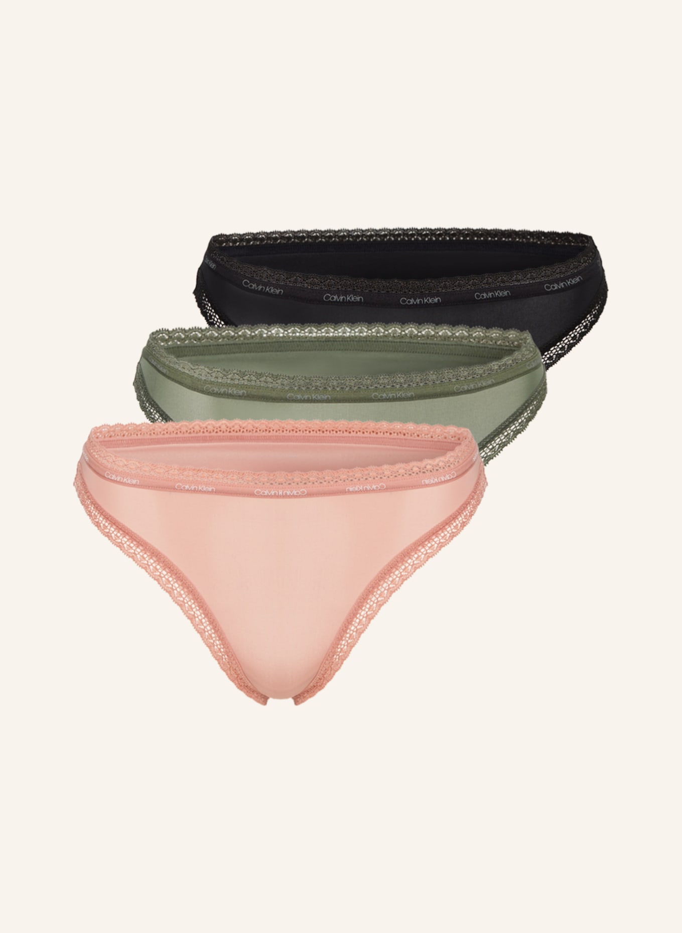 Calvin Klein 3er-Pack Slips BOTTOMS UP in rosa/ oliv/ schwarz